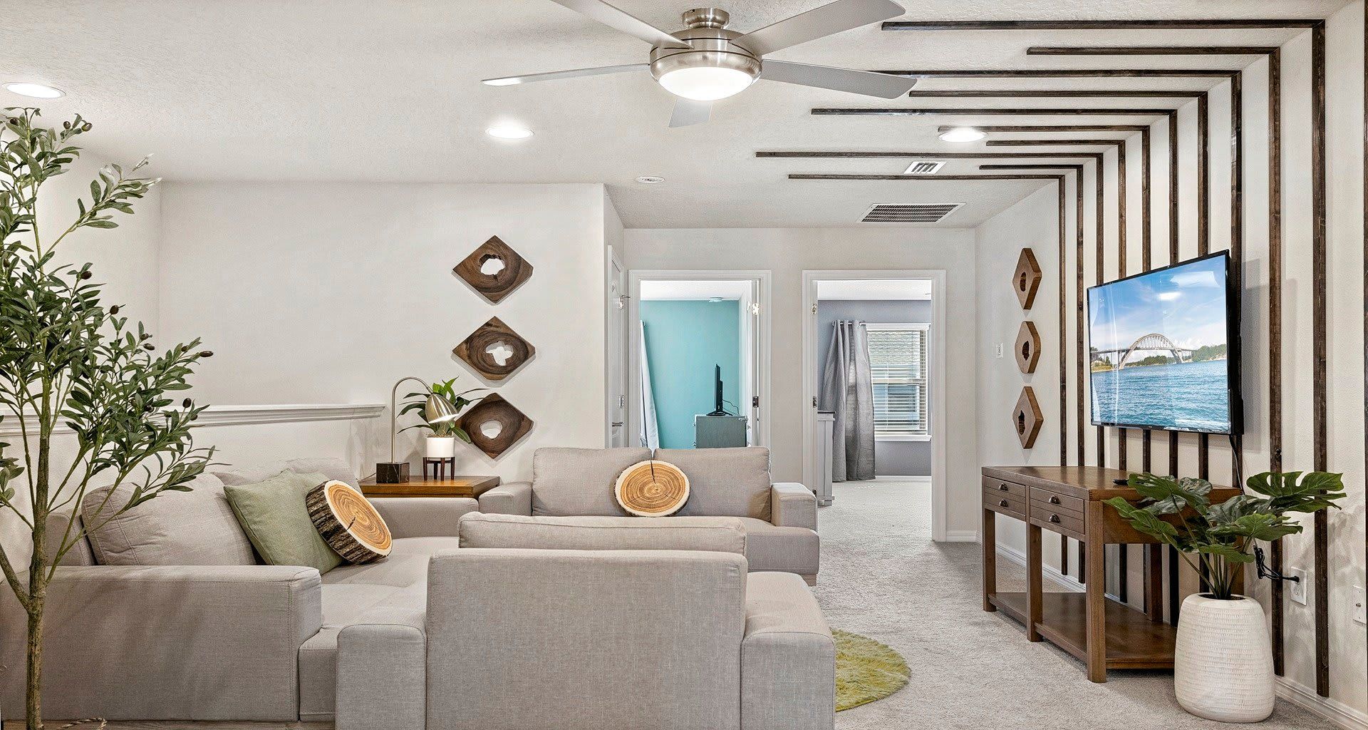 Relax in the upstairs lounge on the soft leather sofas