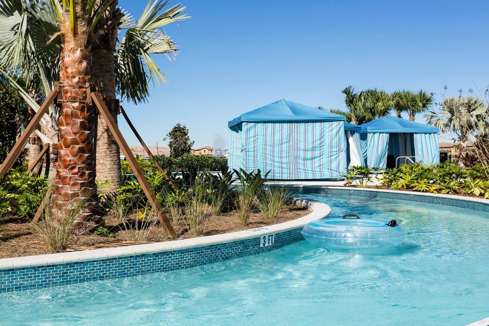 Resort Pool: Tropical oasis surrounded by palm trees, offering a serene and picturesque setting