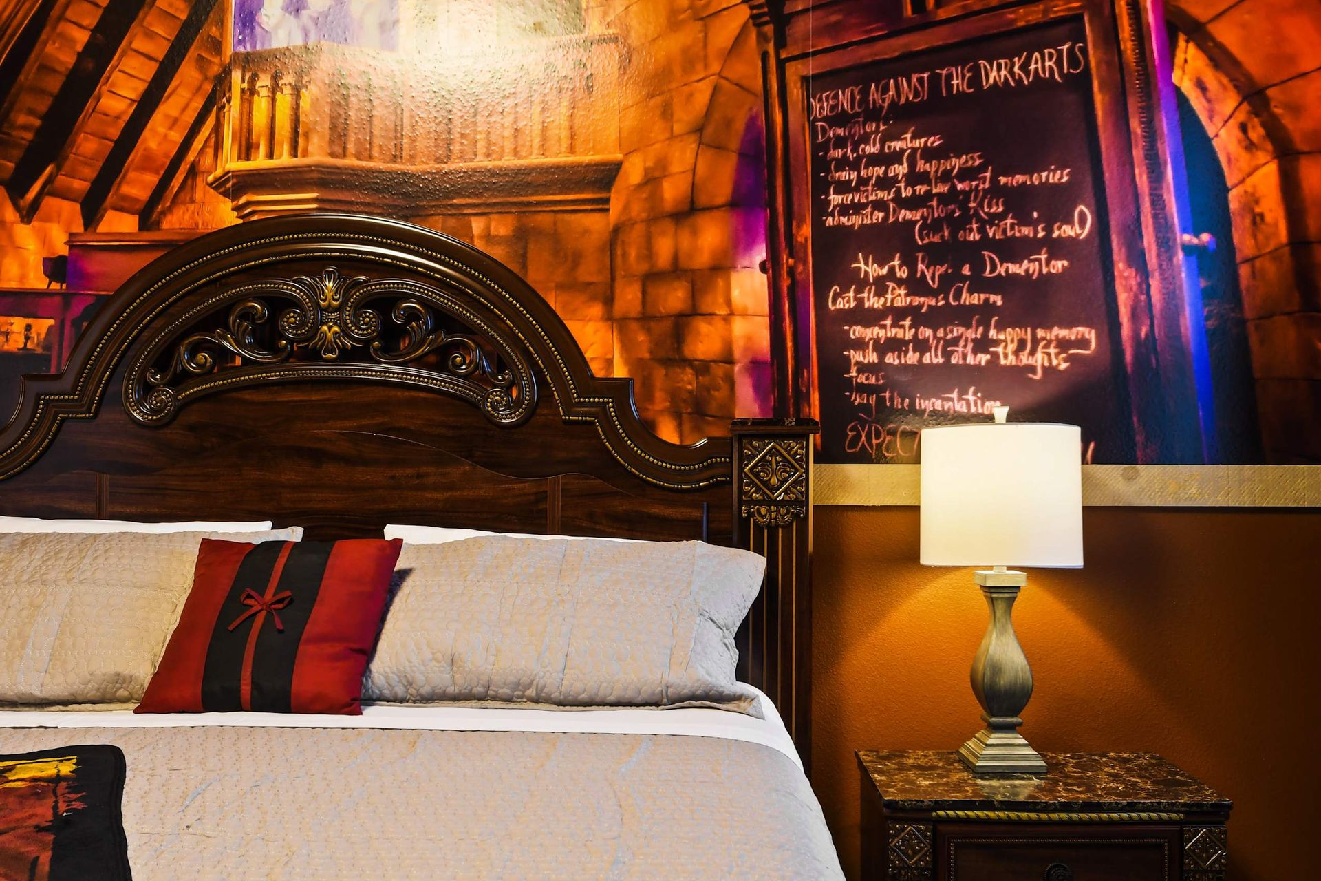 Magical themed bedroom with elegant decor, cozy bedding, and enchanting details!