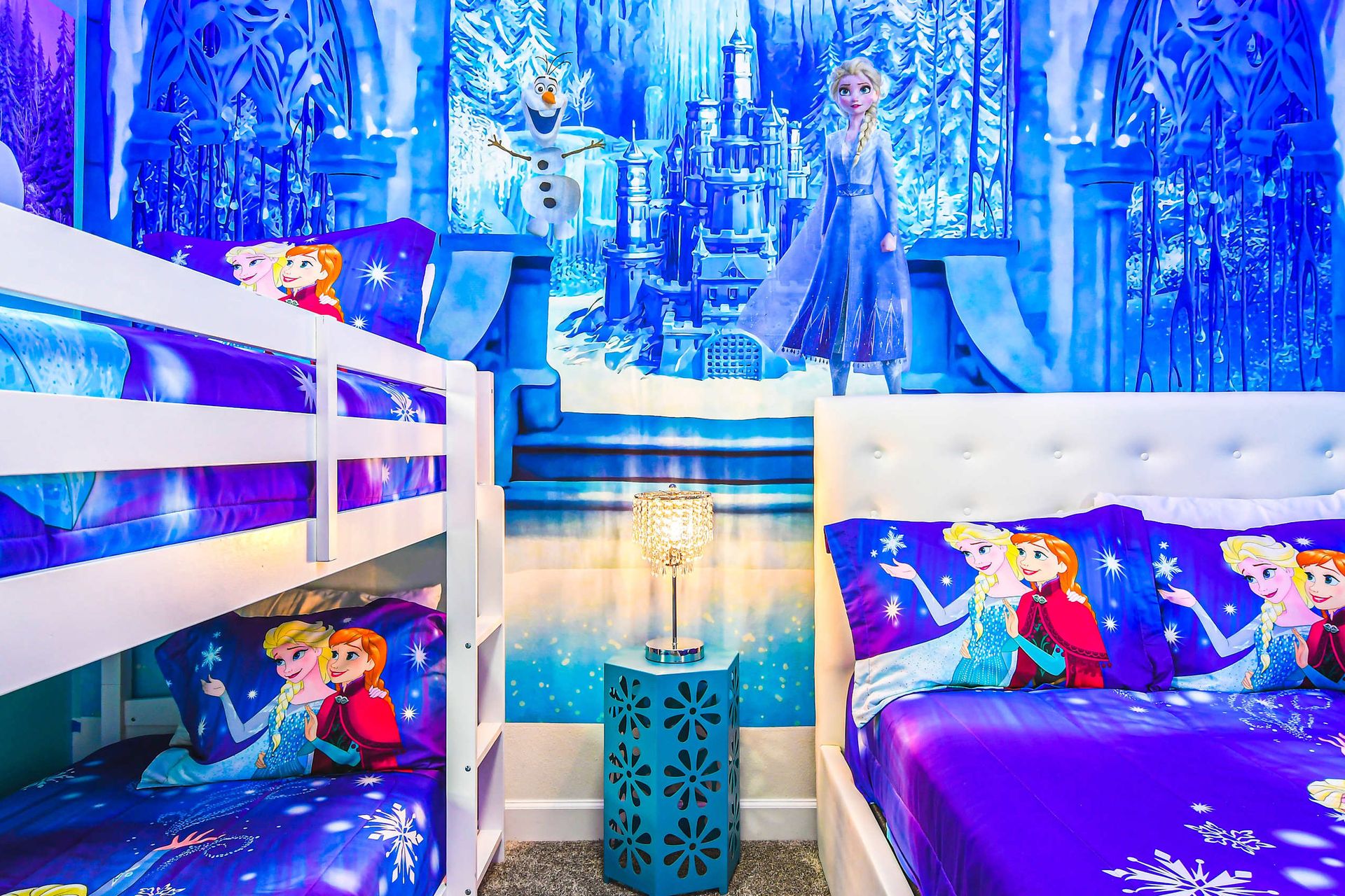 Frozen themed bedroom for the kids to enjoy