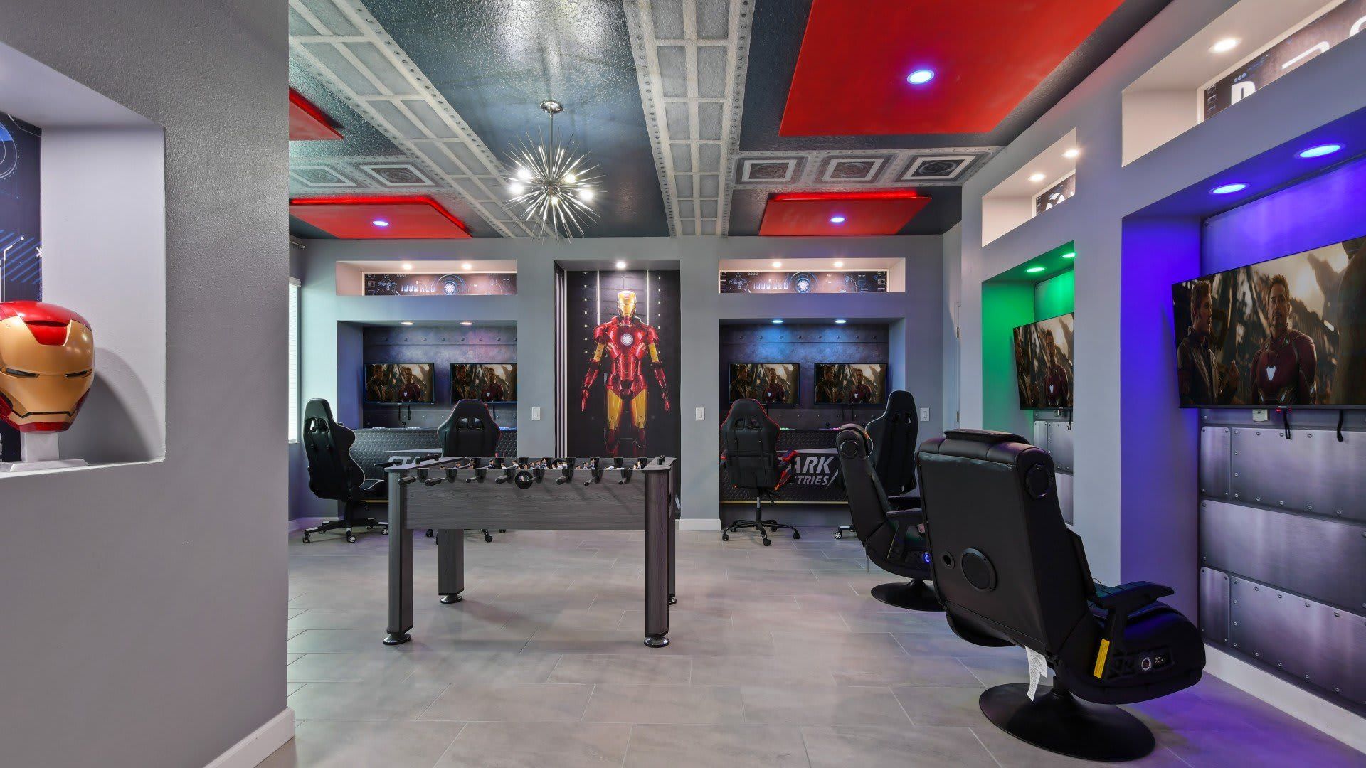 PlayStation 5, Xbox, & foosball are all available in the game room with a bonus bunk bed (4 arcade machines in the other side!!!)