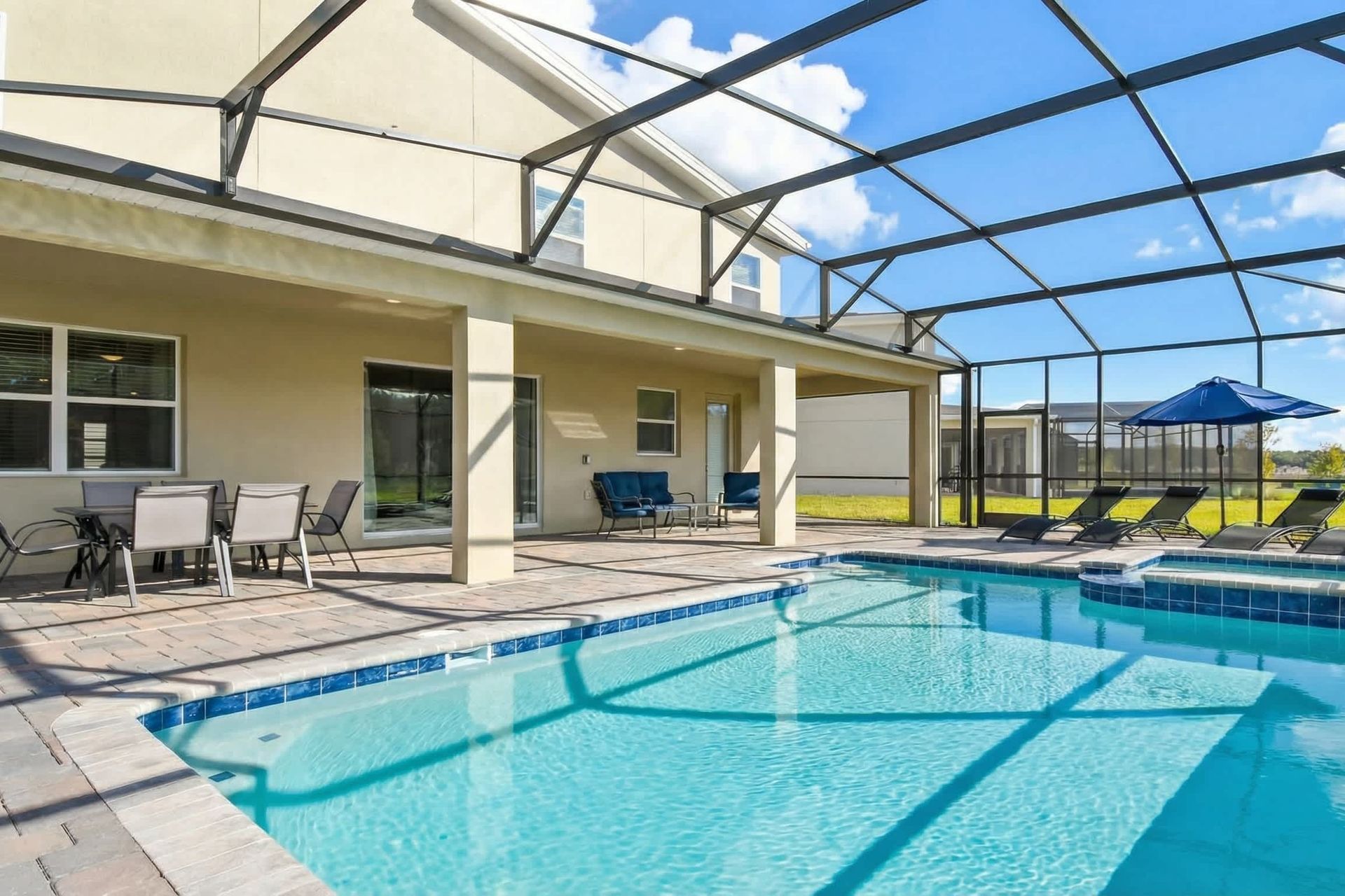 Experience the breathtaking beauty of nature with your own private pool, offering stunning views of lush green surroundings