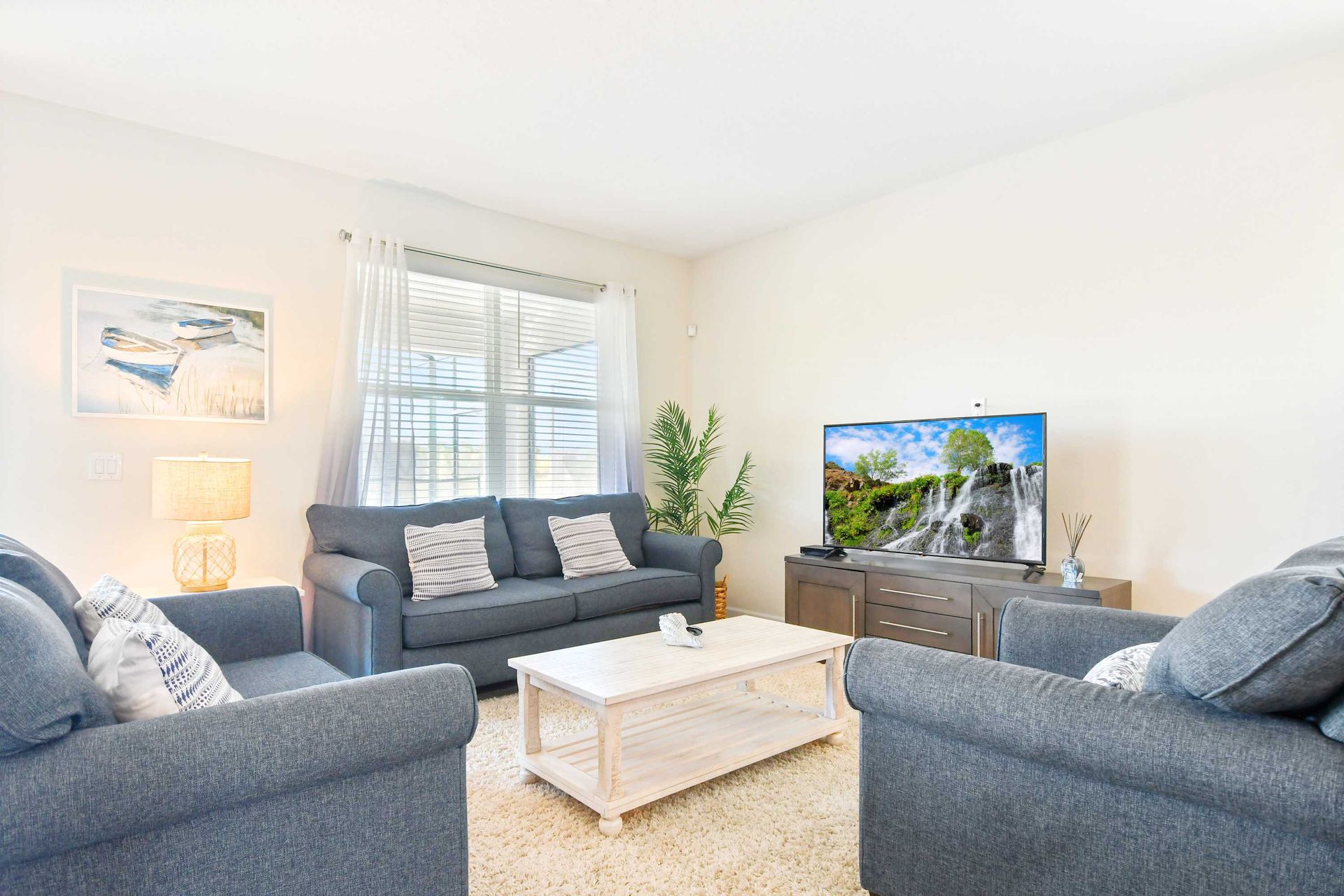 Chatting with your family and friend in this warm and cozy living room