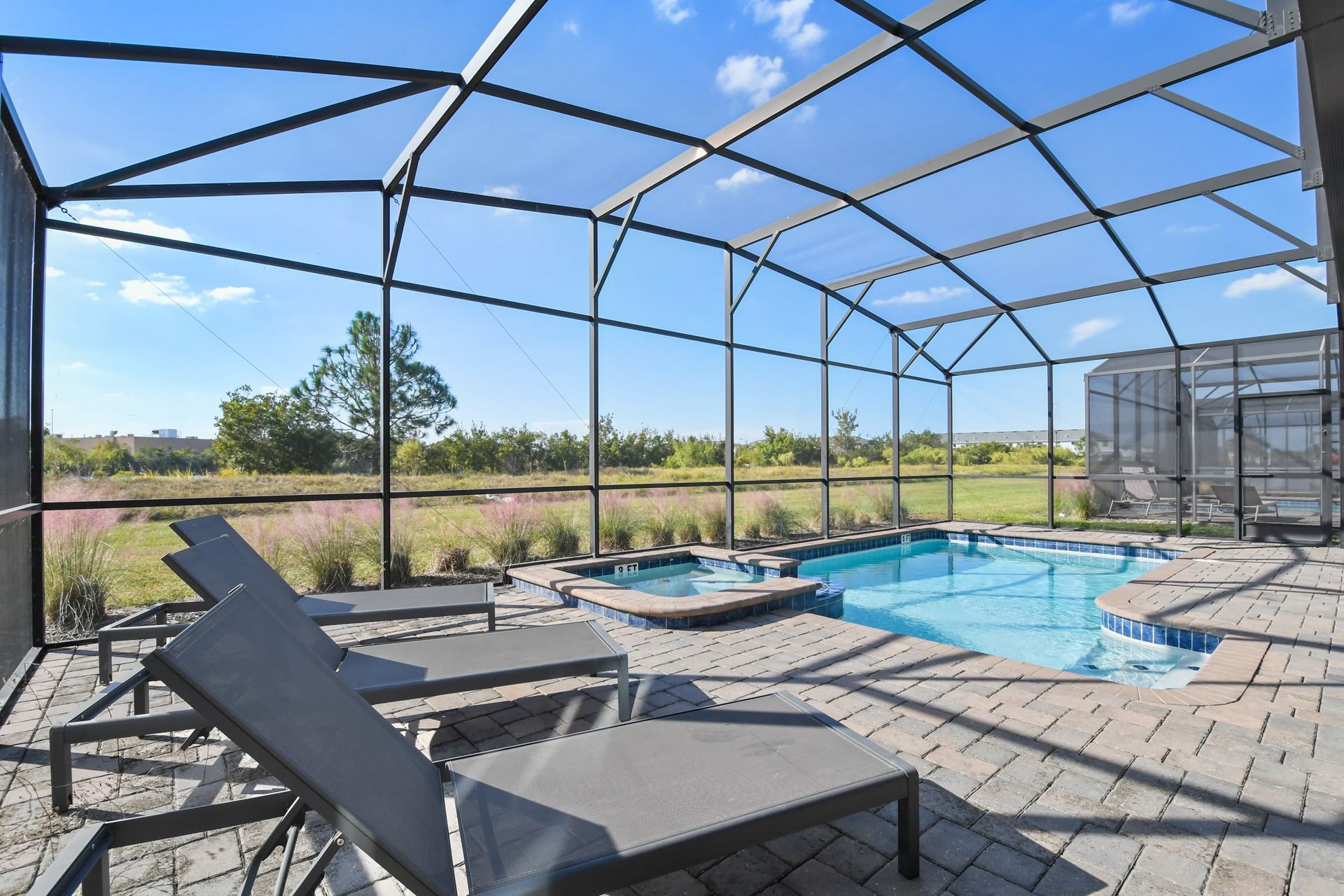 Relax and swim in the private pool with some beautiful views!