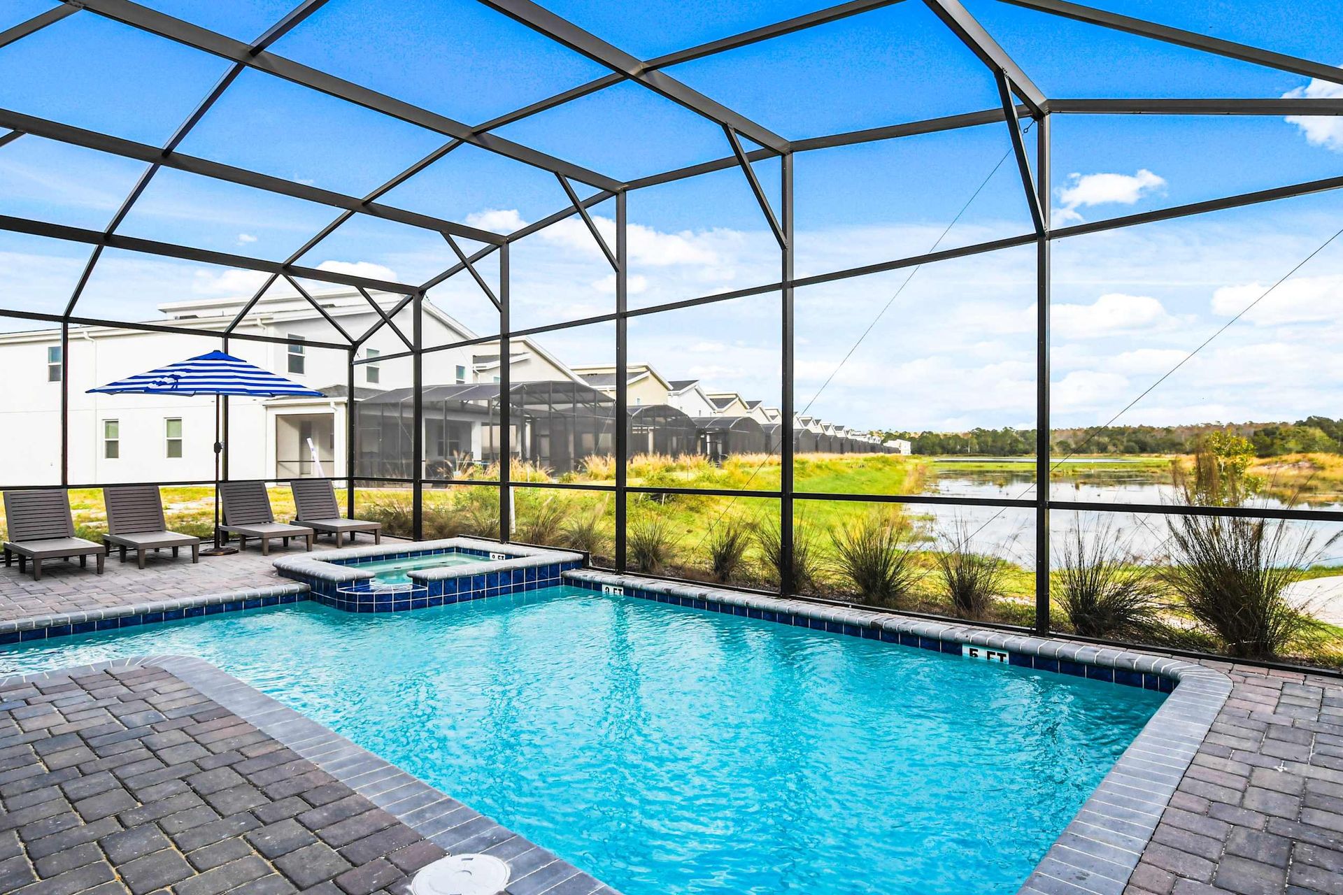 Luxuriate in the spa with views out onto the lake