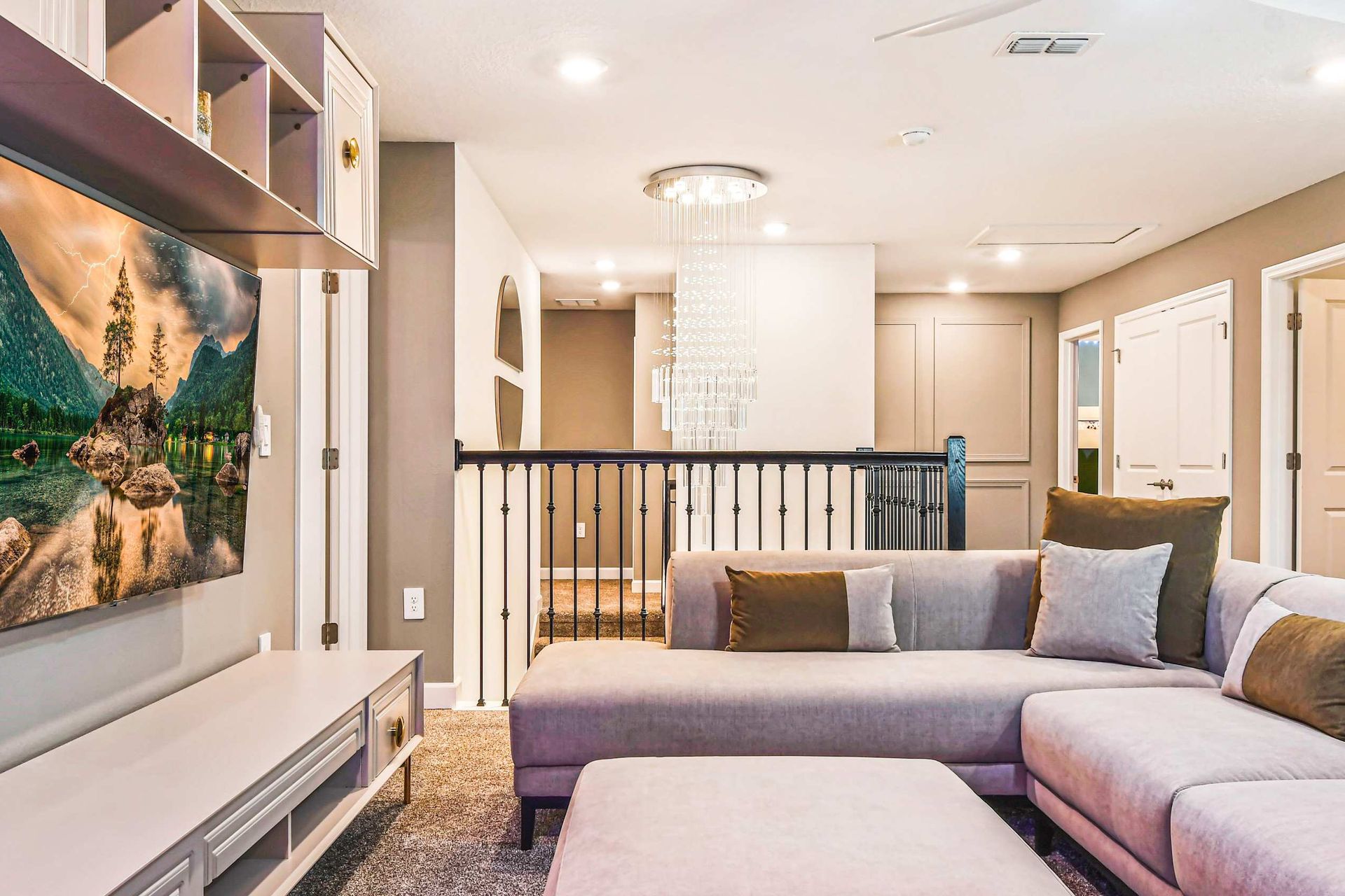 Relax in the upstairs lounge on the soft luxury sofas