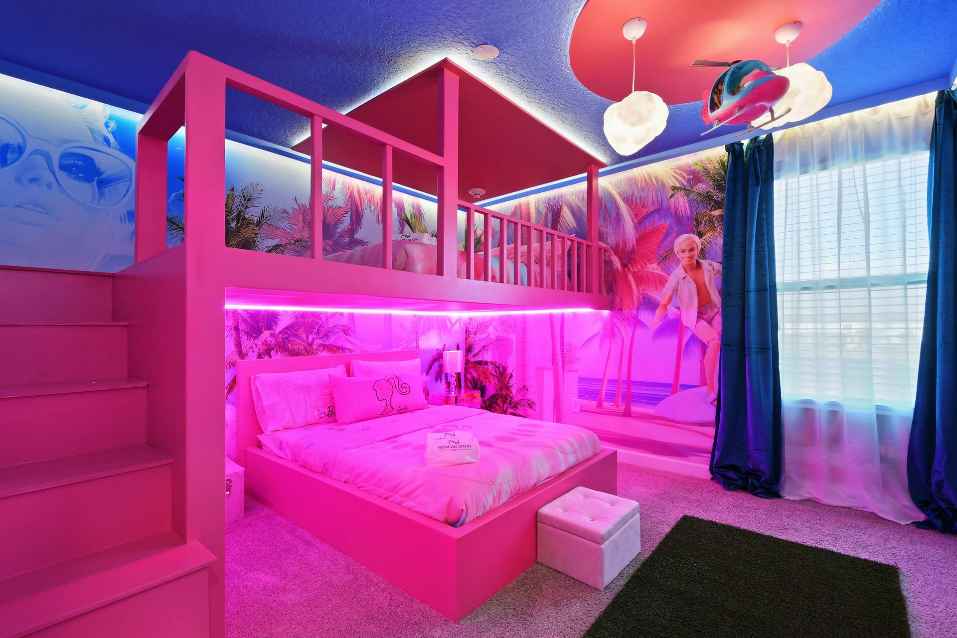 Step into a Barbie dream world in this vibrant pink loft room full of glam and fun!