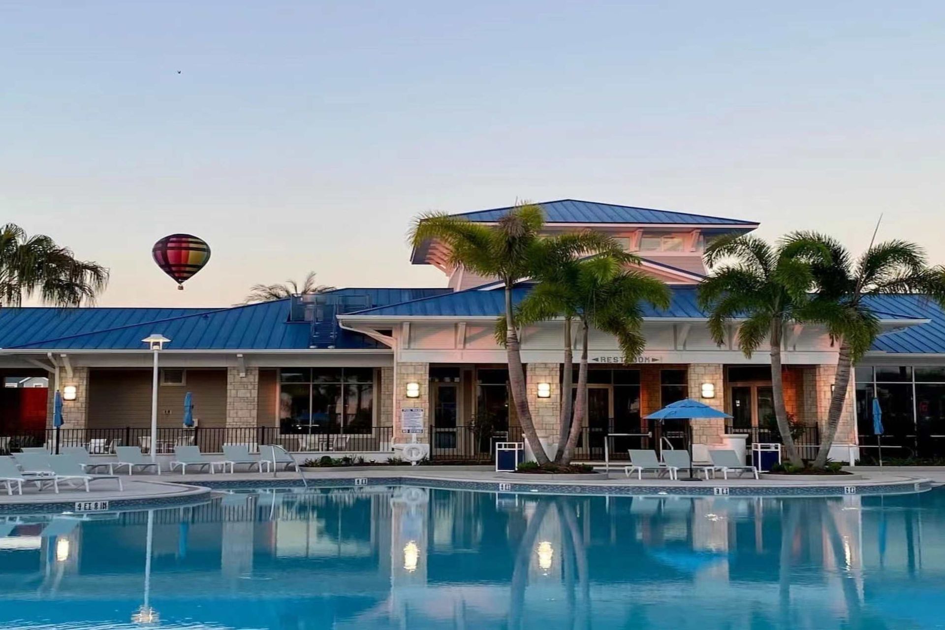 Stunning clubhouse views with serene poolside ambiance.