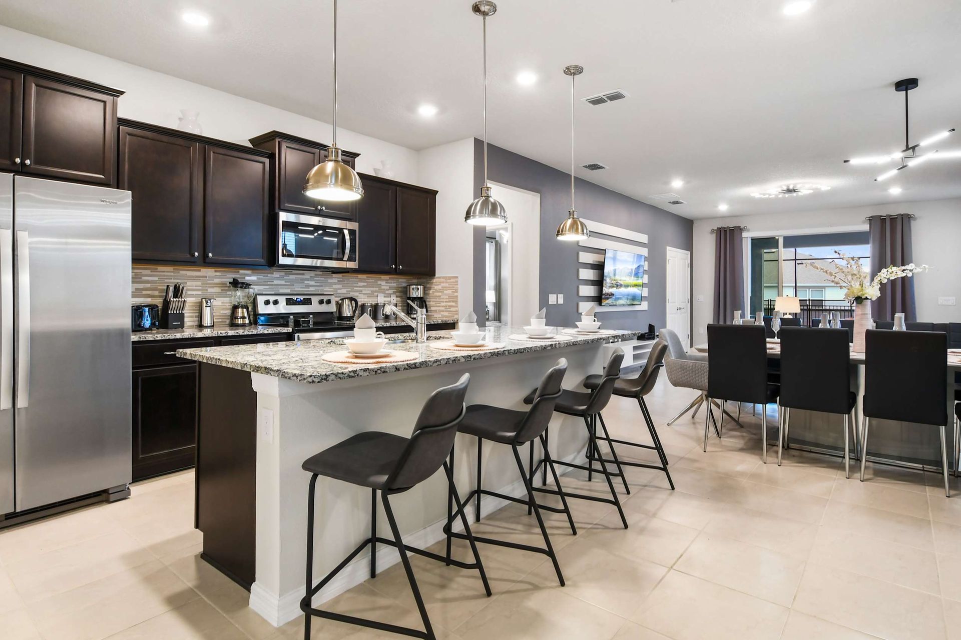 The large chef's kitchen comes equipped with everything you could need