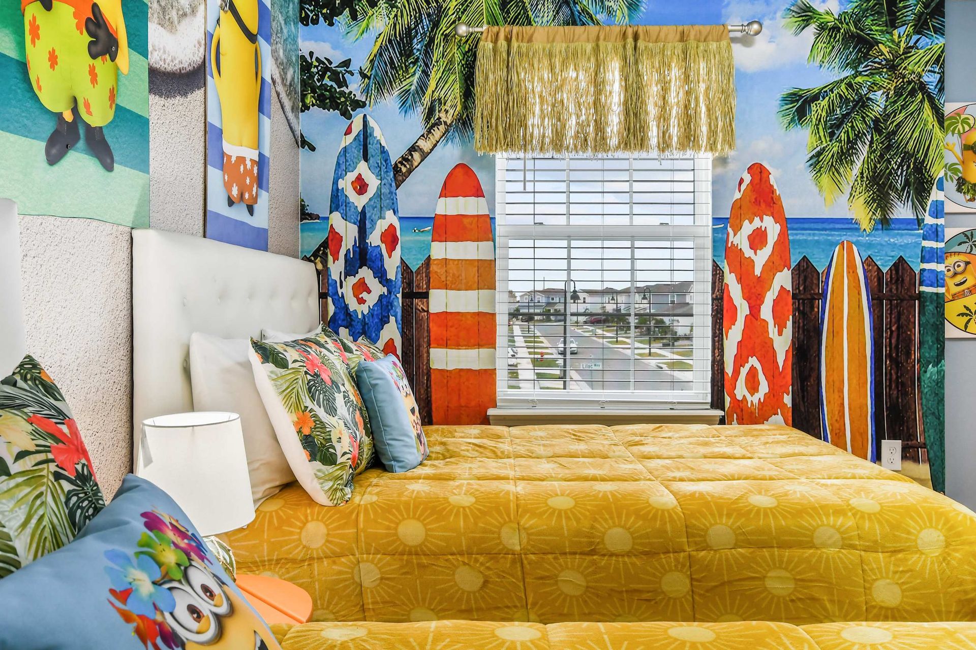 Sunny surf-themed Minion room for kids to dream, play and enjoy the beach vibe!
