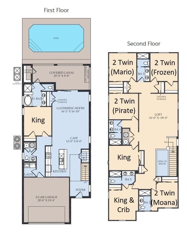 Spacious 8-bedroom villa w/ themed rooms, pool, & fun for the whole family.