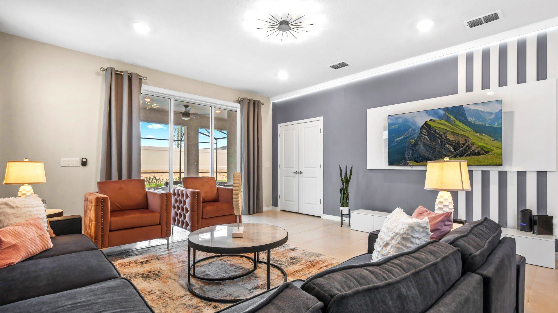 The home offers space for the whole family with 7 bedrooms and multiple living areas