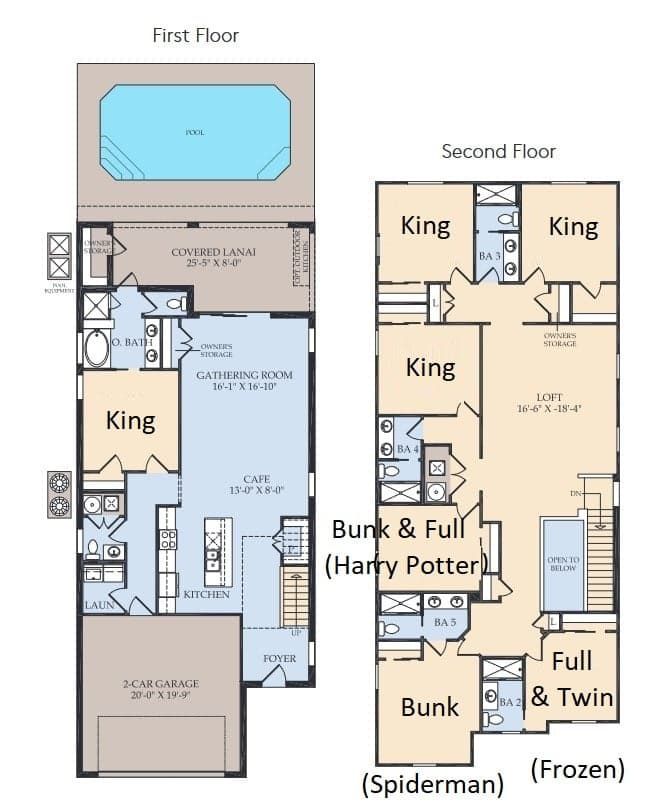 Spacious 7-bedroom villa w/ pool, themed rooms & 5 baths near Orlando attractions.