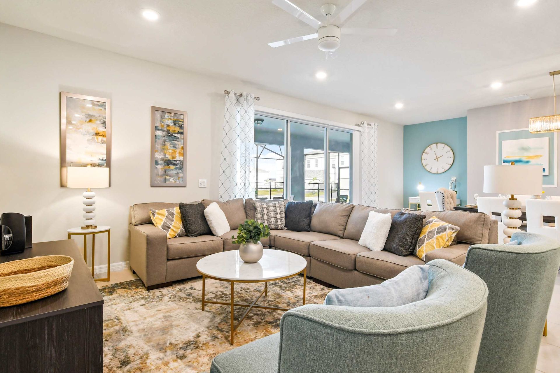 Spacious and stylish retreat with cozy seating, modern decor, and natural light.