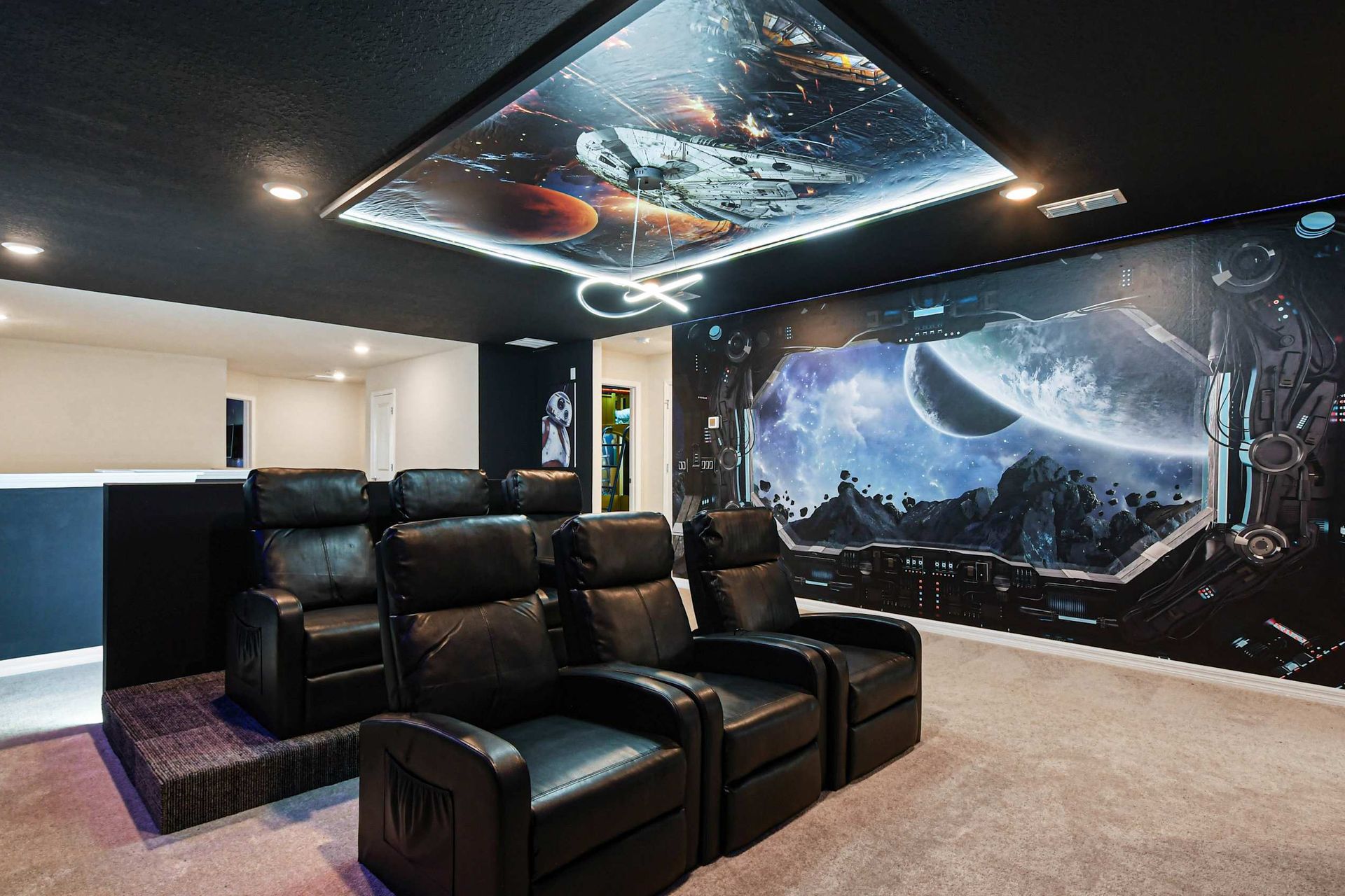 Enjoy movie time with family/friends in our movie theater with comfortable theater sofa.