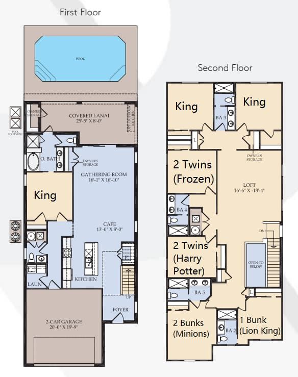 Spacious 6BR villa with themed kids’ rooms, loft, pool, and room for the whole crew.