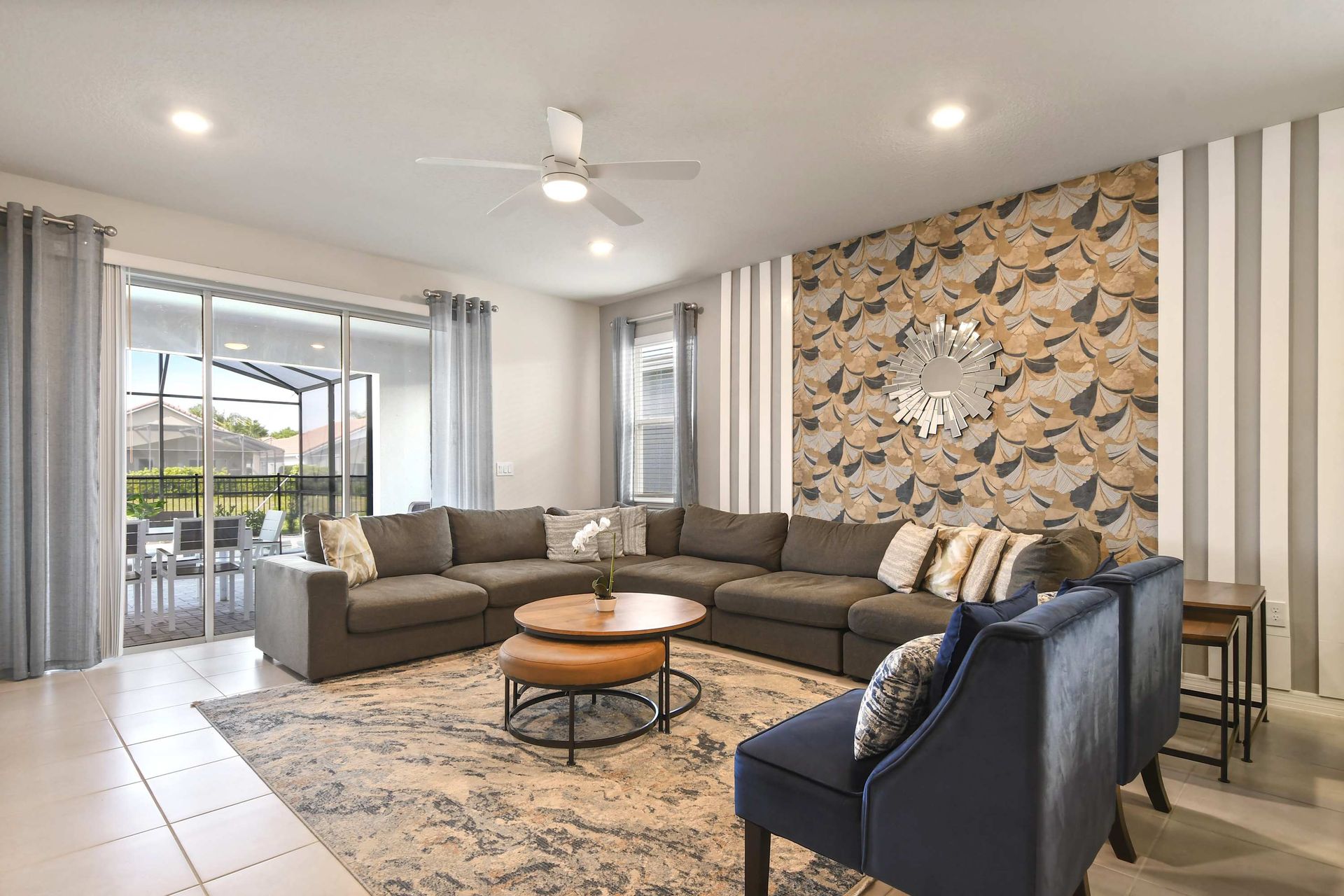 Kick back and relax in our spacious living room, where you can unwind with your favorite book or movie.