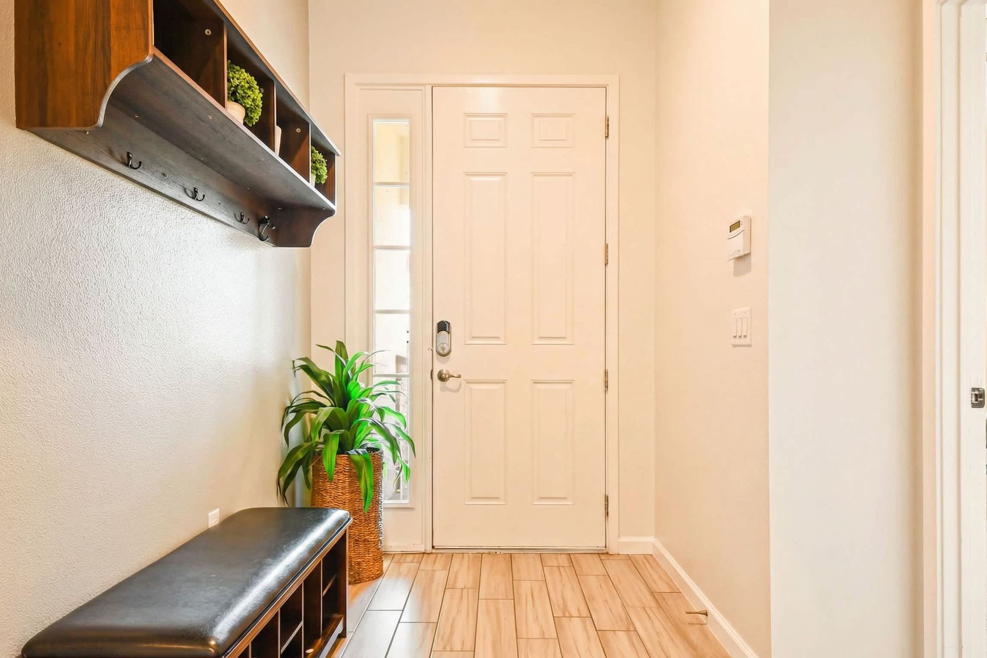 Bright entryway with modern decor and sleek design