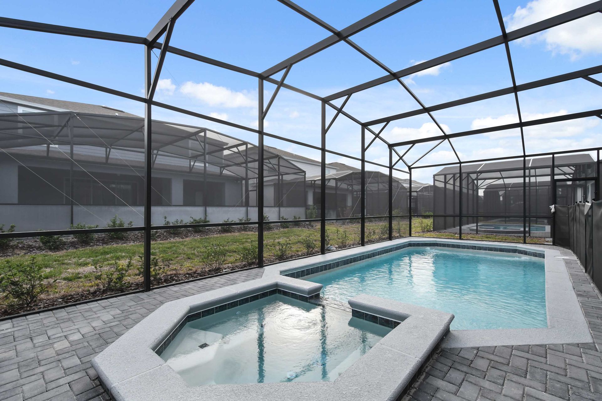 Relax and unwind in this serene poolside retreat, designed for both leisure and entertainment.