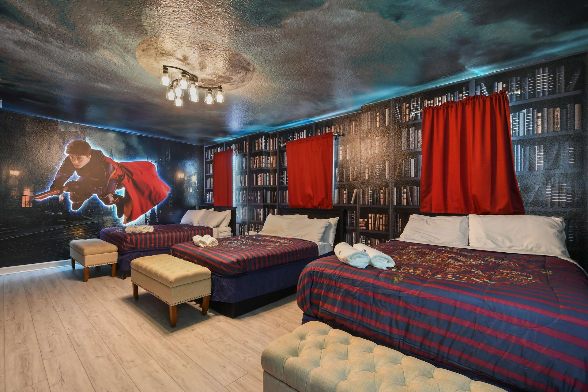 Wizard-themed room with magical vibes, cozy beds, and spellbinding décor.