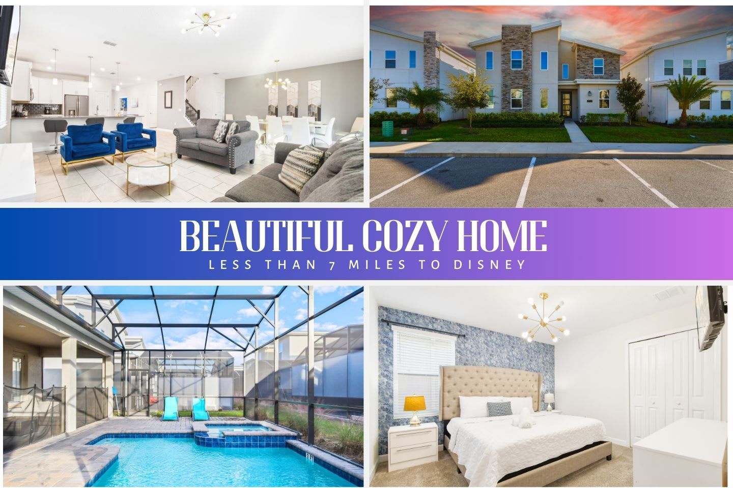 Beautiful cozy home, less than 7 miles from Disney, modern decor!