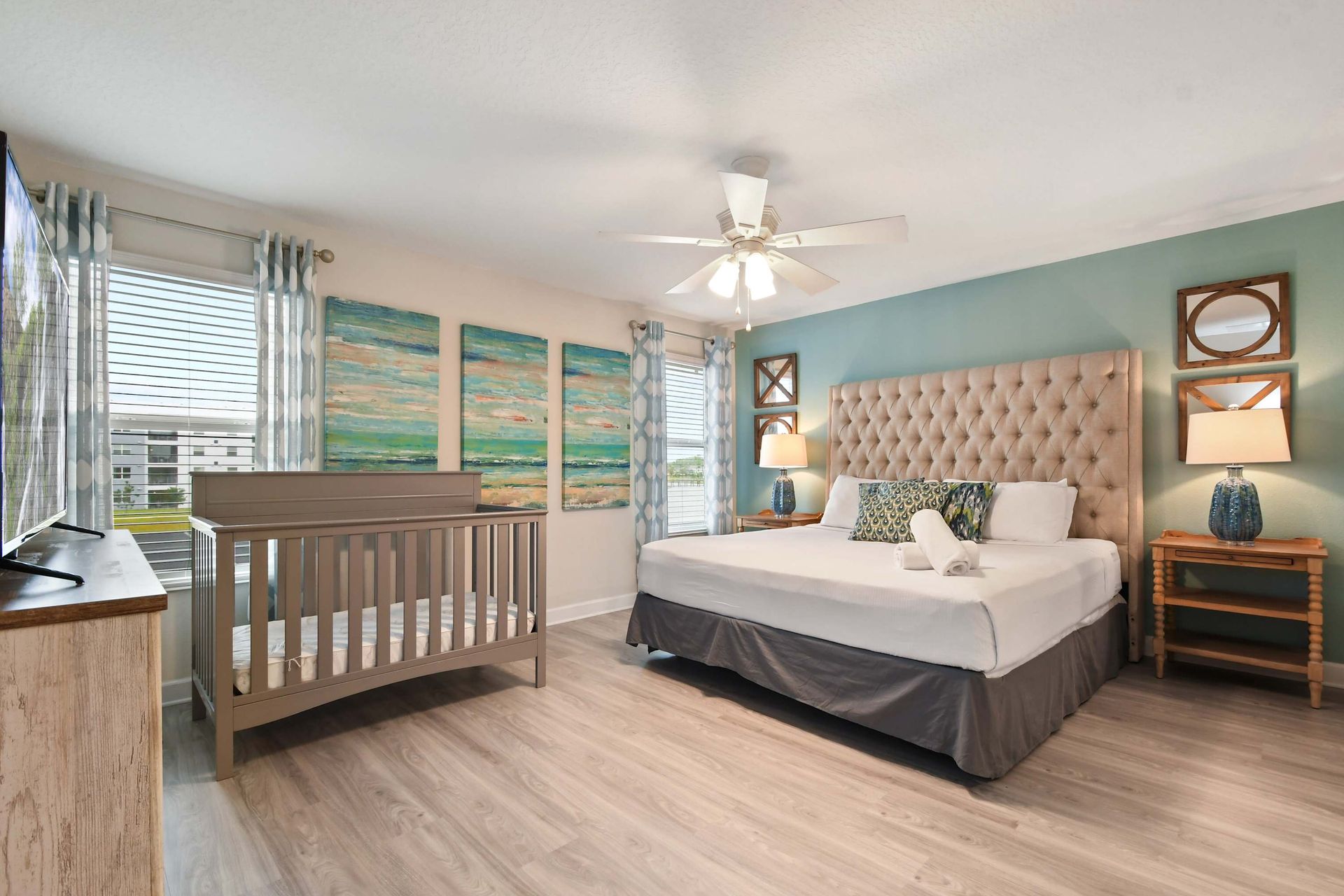 Drift into a peaceful sleep in our cozy bedroom, ensuring a restful night's sleep during your stay.