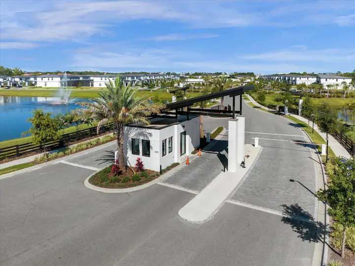 Gated entrance to Paradiso Grande, offering security, privacy, and resort luxury.
