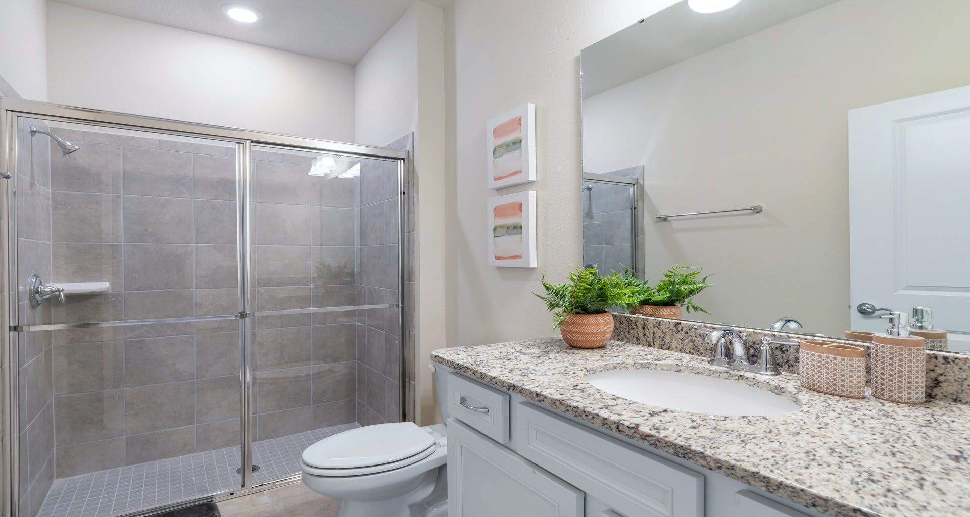 Complete bathroom equipped with all essential fixtures, offering a comprehensive space for personal hygiene.