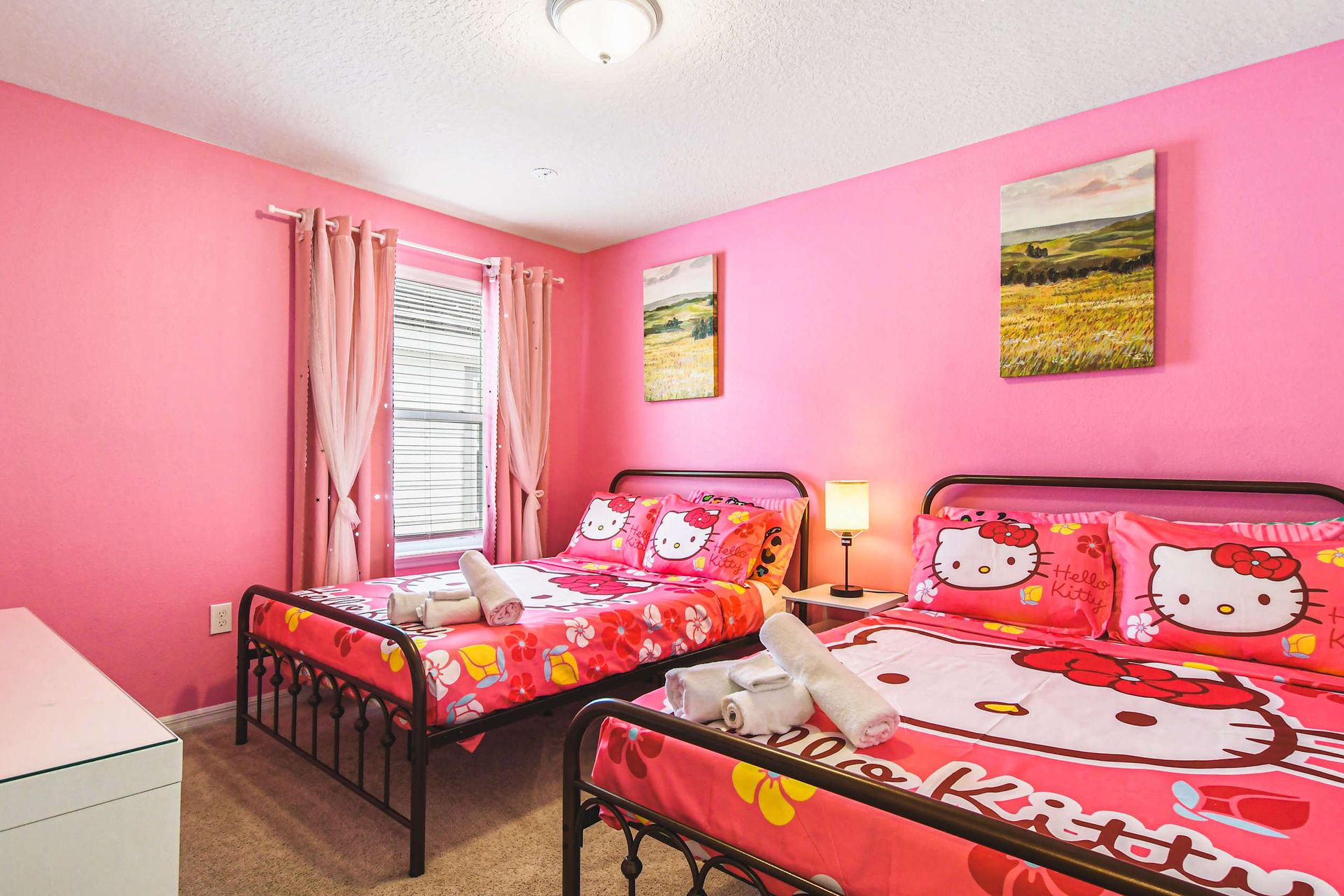 Delightfully pink Hello Kitty room—every little dreamer's paradise for playful adventures and sweet dreams!