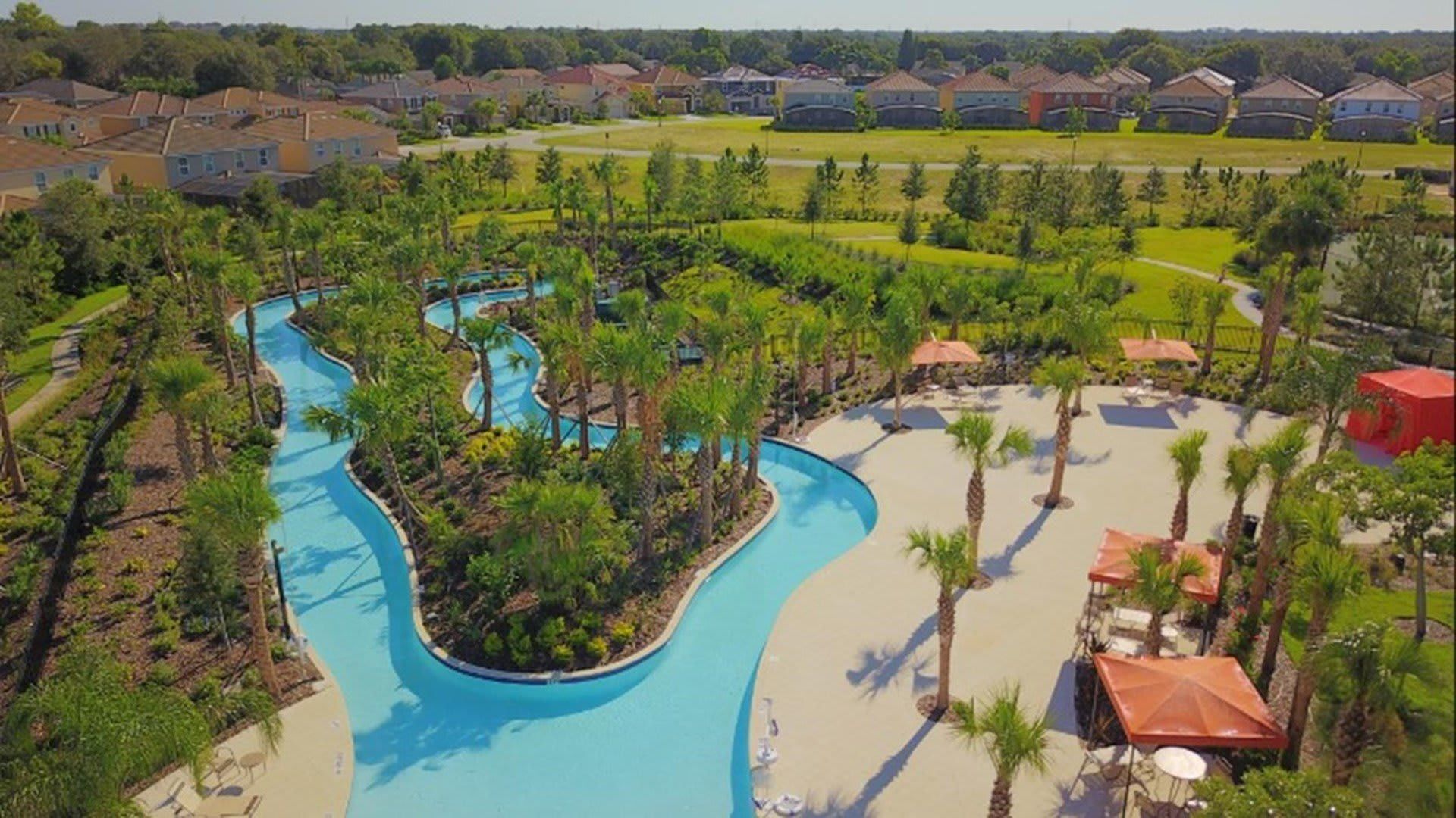 Stunning aerial view of a tropical Solterra Resort- pool oasis!