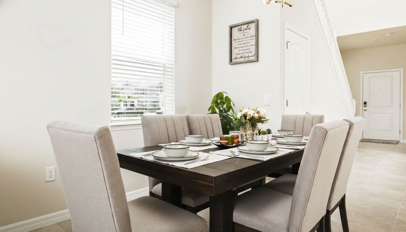 A sophisticated dining experience bathed in soft natural light, perfect for intimate gatherings.