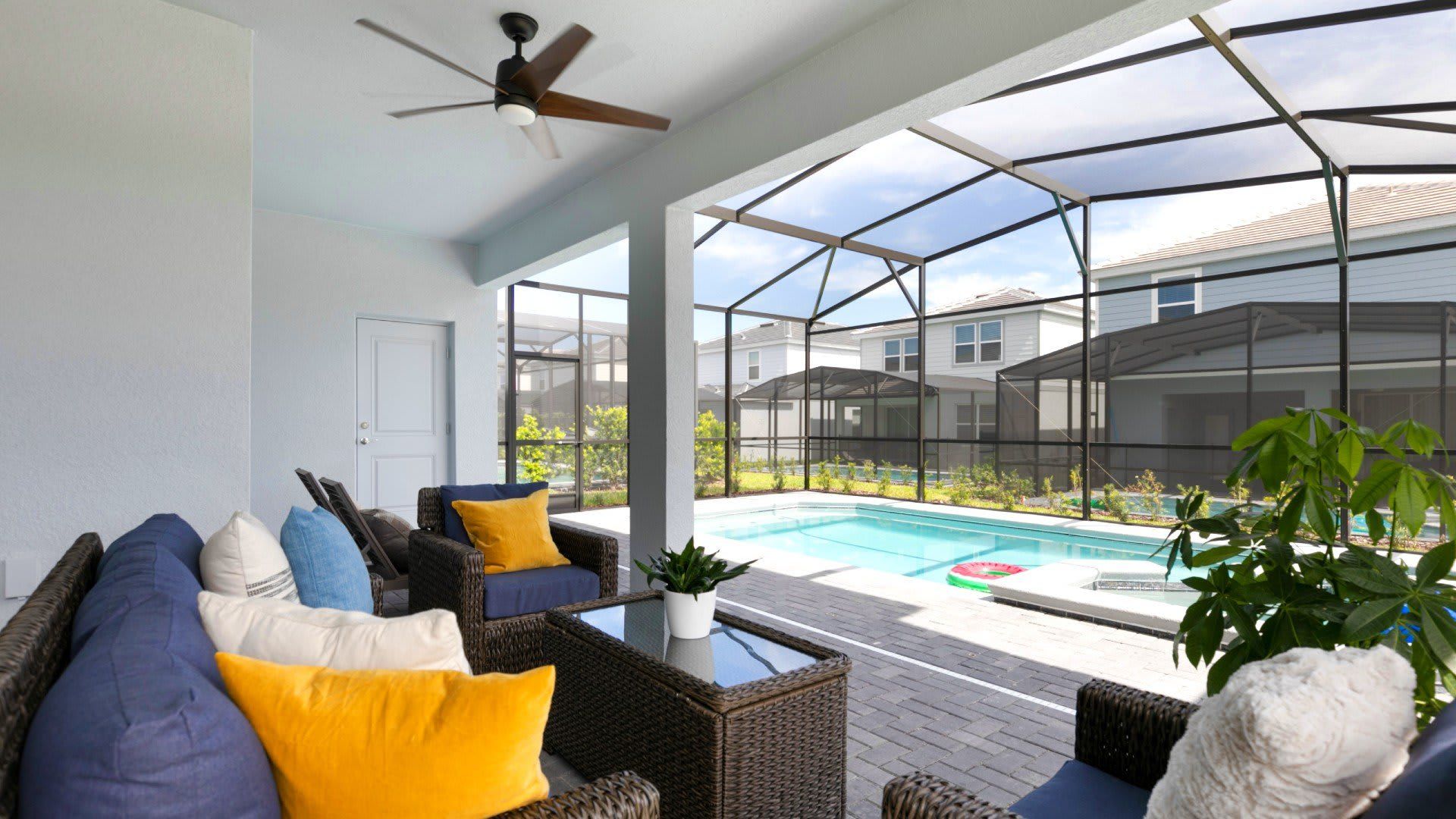 Poolside paradise! Dip, dine, and unwind on this inviting patio.