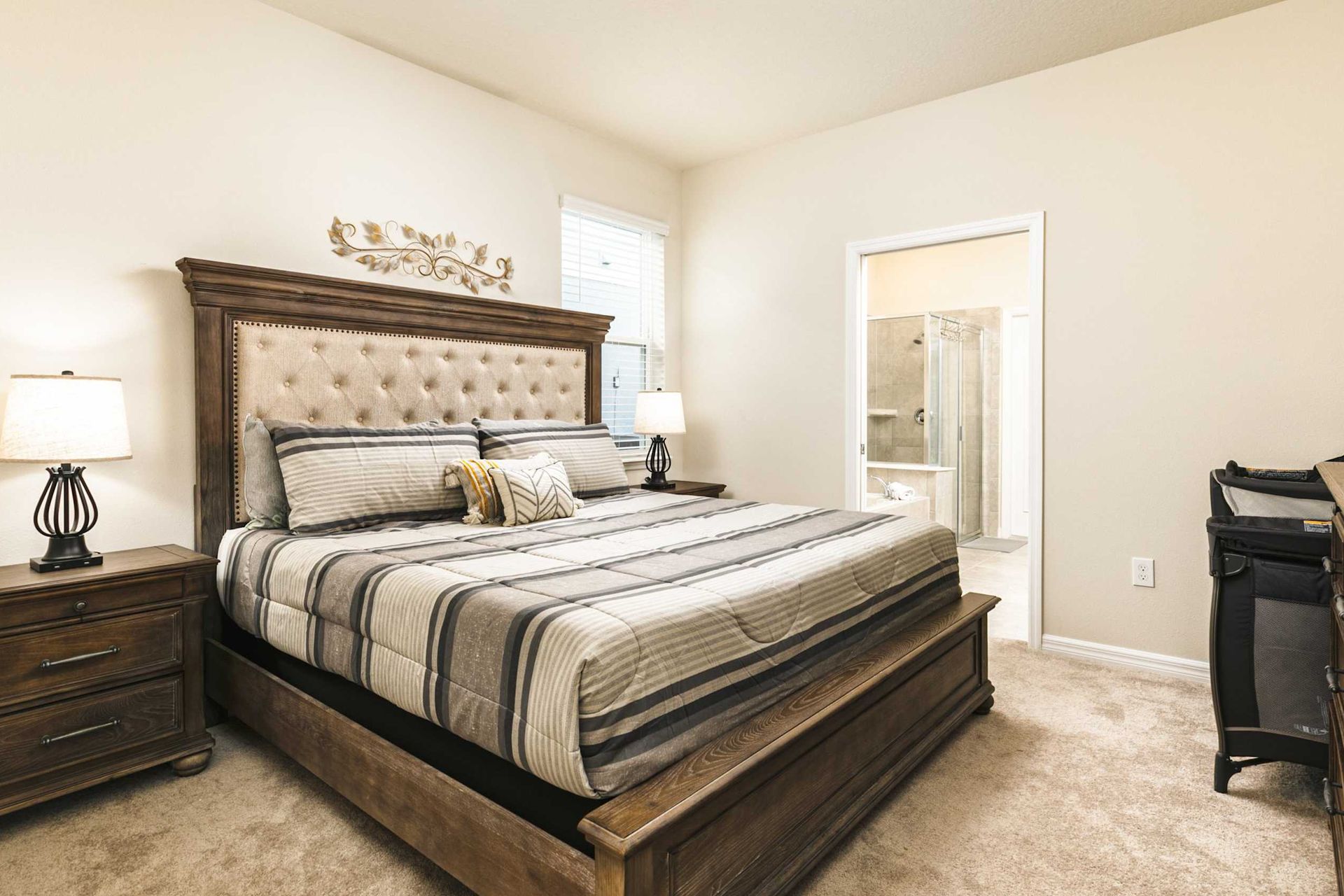 Sweet dreams in this cozy bedroom! Fluffy bed & nightstand for bedtime stories.