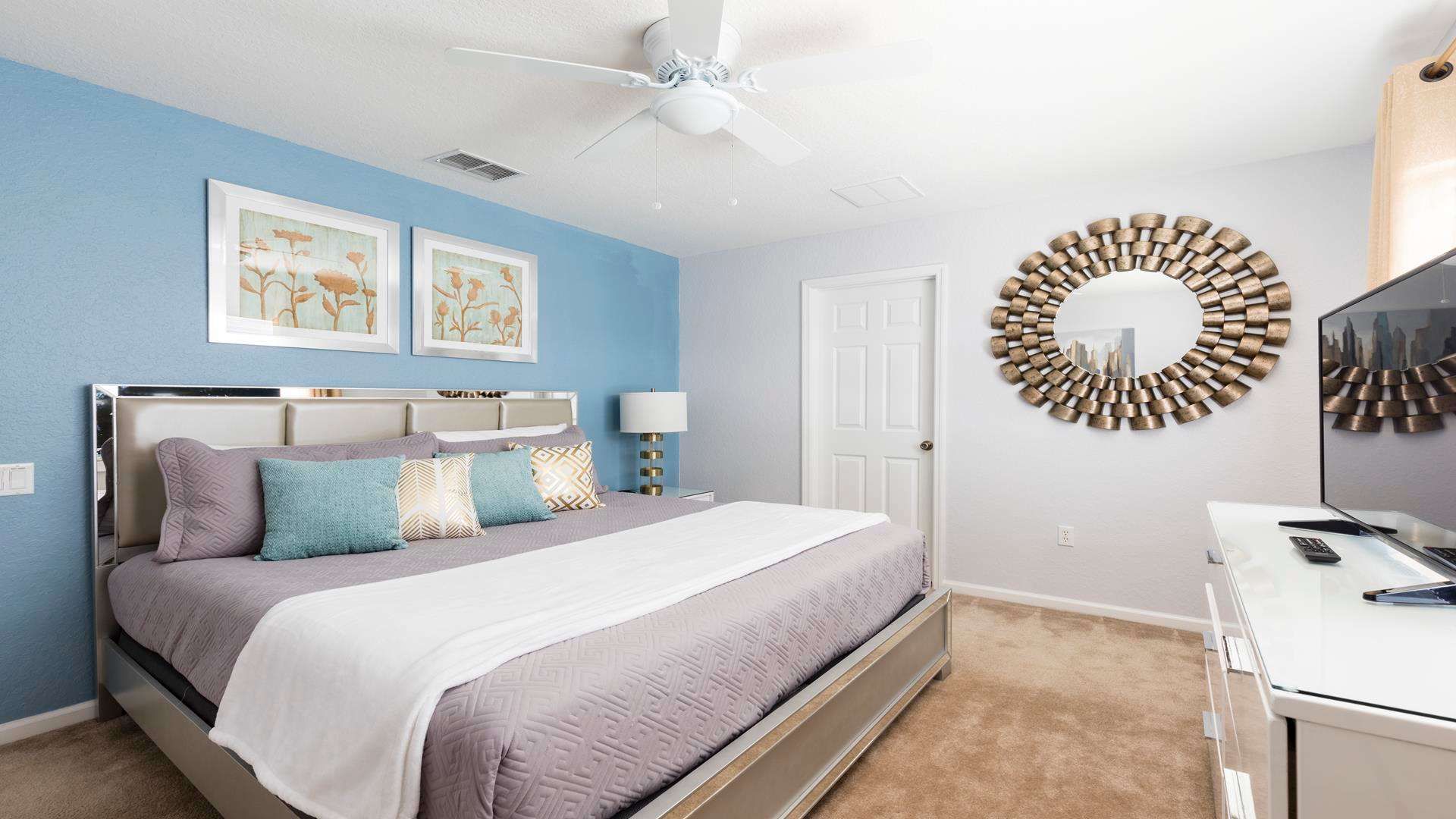 The spacious second bedroom with a comfortable king bed