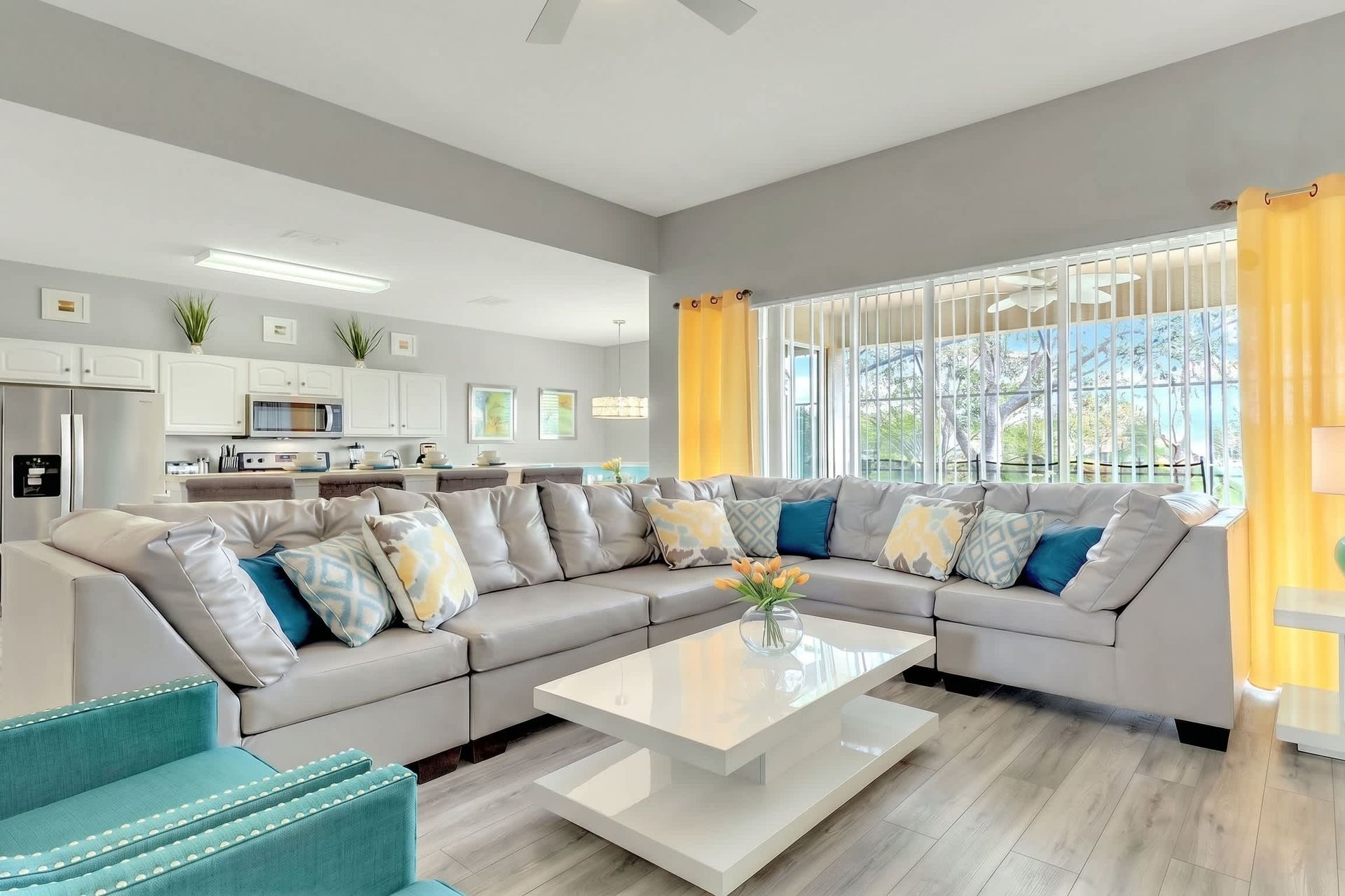 Kick back and relax in our spacious living room, where you can unwind with your favorite book or movie after a wonderful day out.