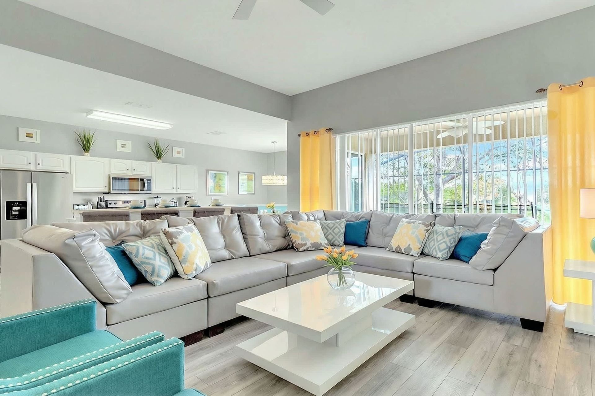 Kick back and relax in our spacious living room, where you can unwind with your favorite book or movie after a wonderful day out.