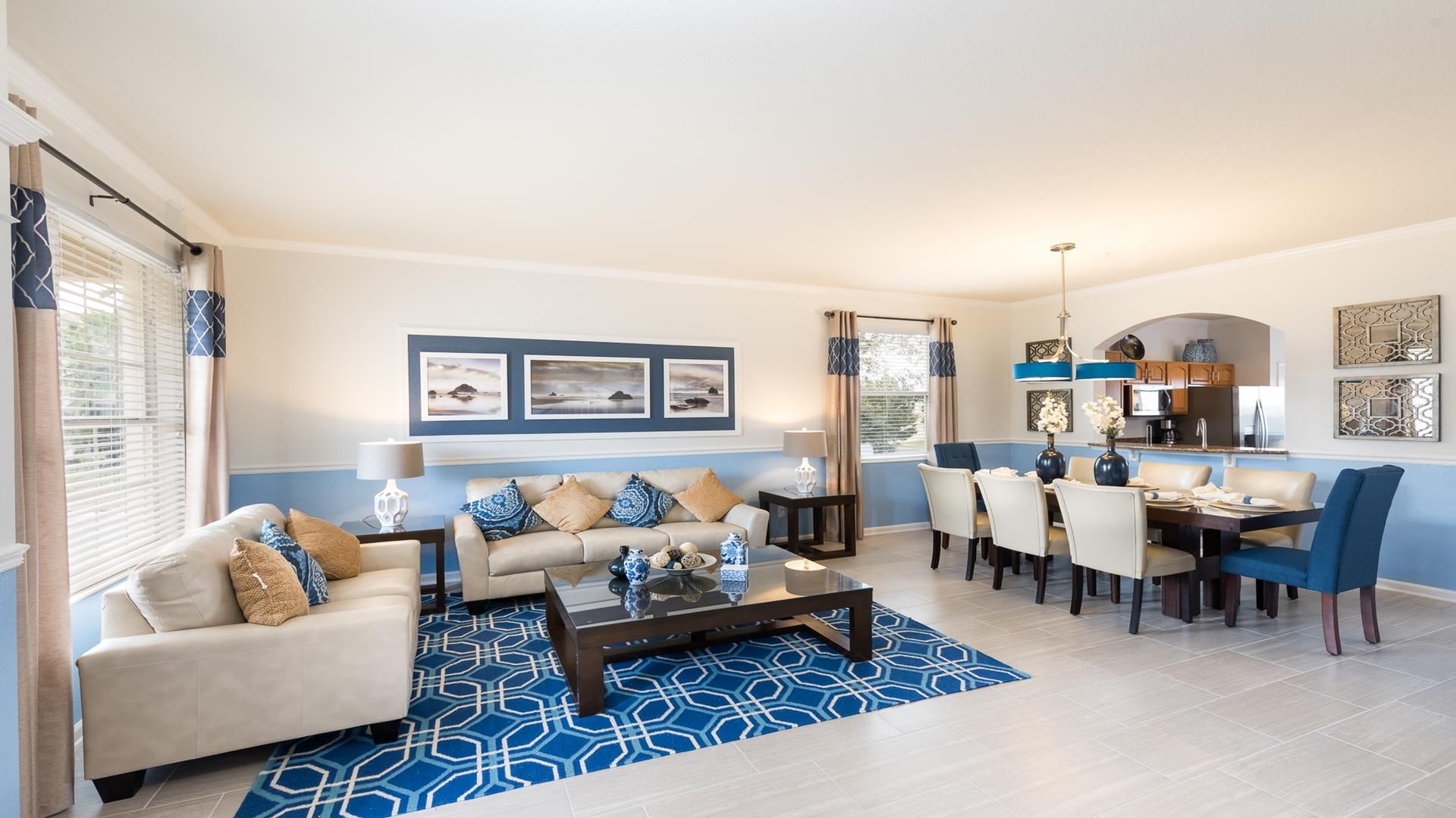 Spacious living room area with cozy sofa, perfect for all your family and friends!