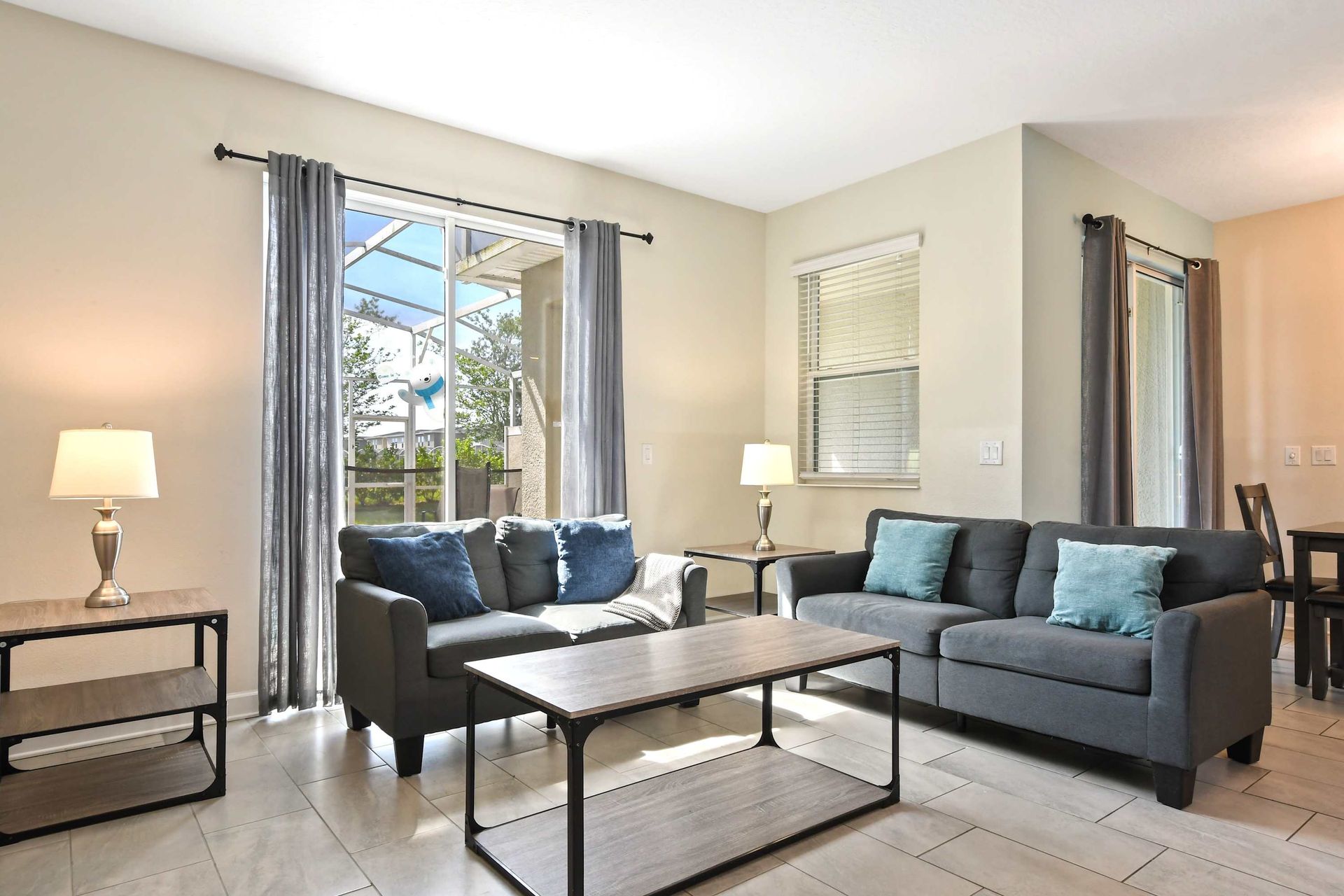 Experience comfort and convenience in our well-furnished living room, designed for your relaxation.