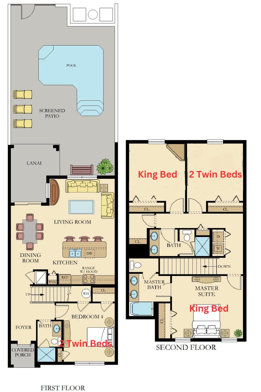 Spacious home with private pool, screened patio, and comfortable king and twin bedrooms.