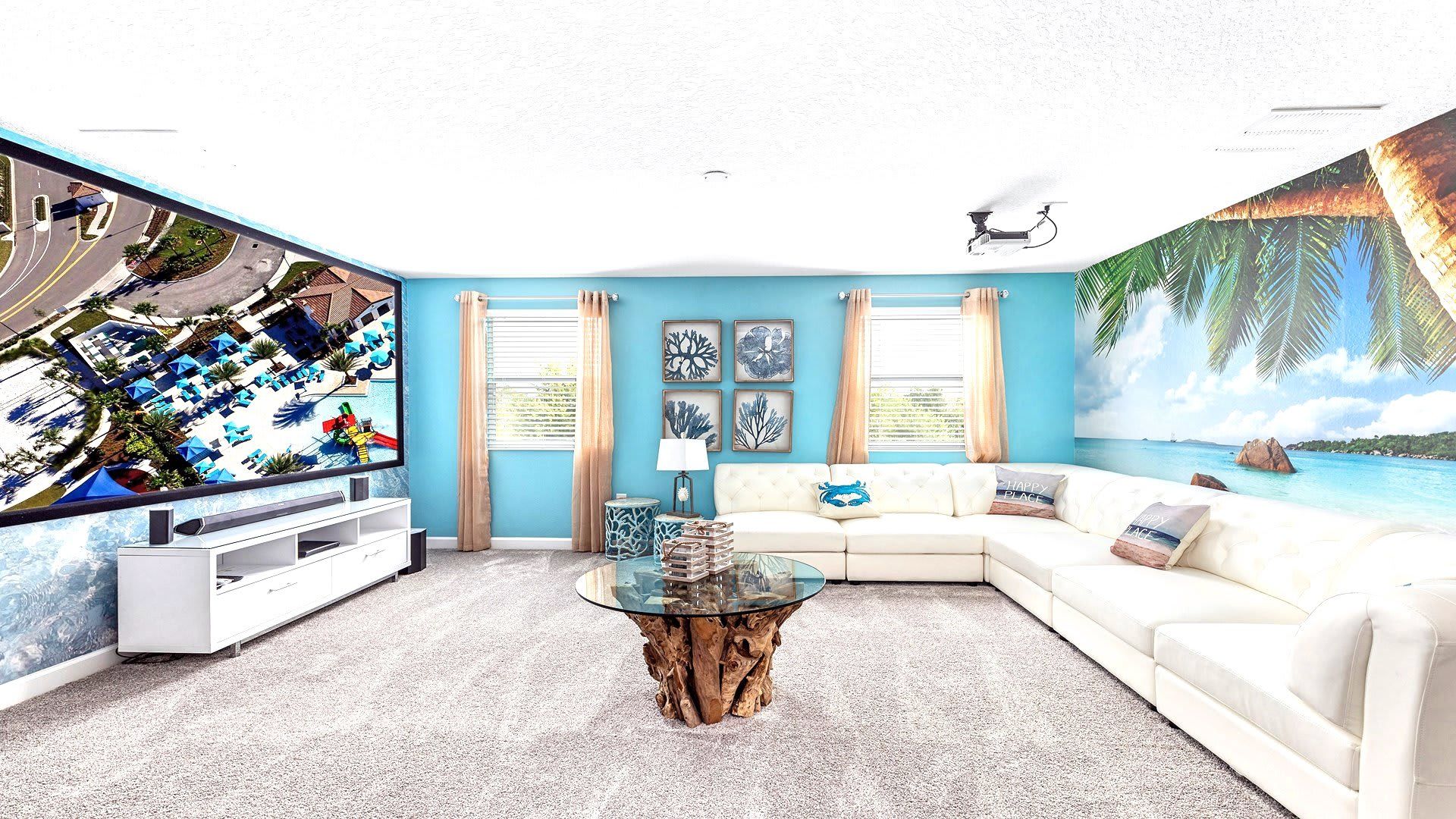 Tropical themed living space.