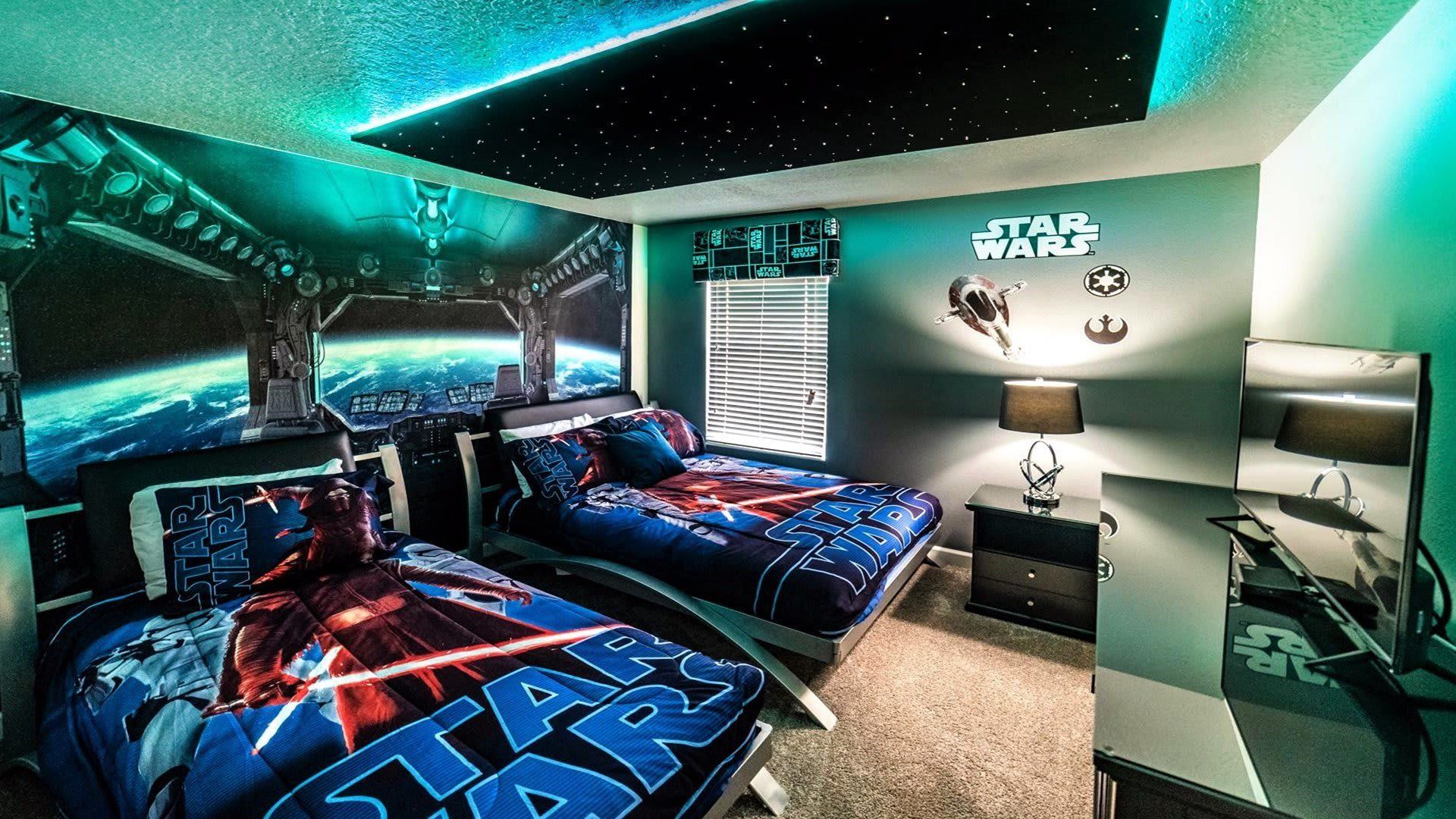 breathtaking star wars themed bedroom.
