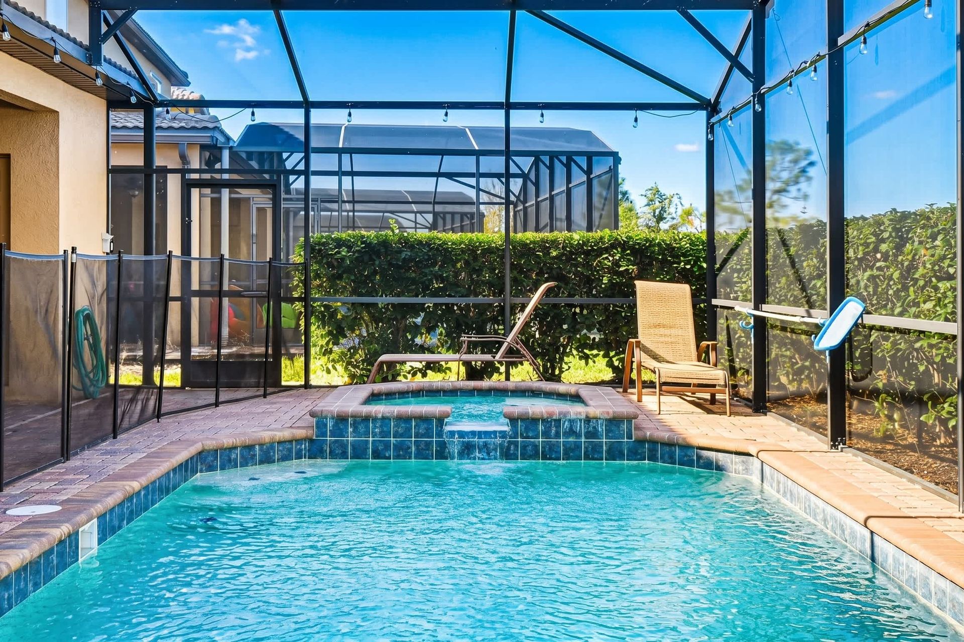 Enjoy stunning views out onto the lake from your own private pool
