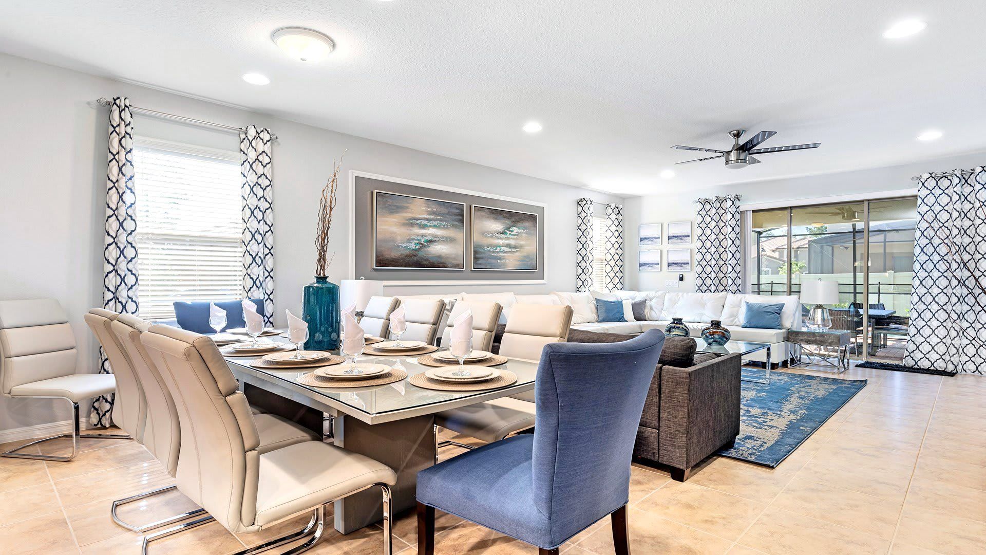 Spacious 8 seater dining table.