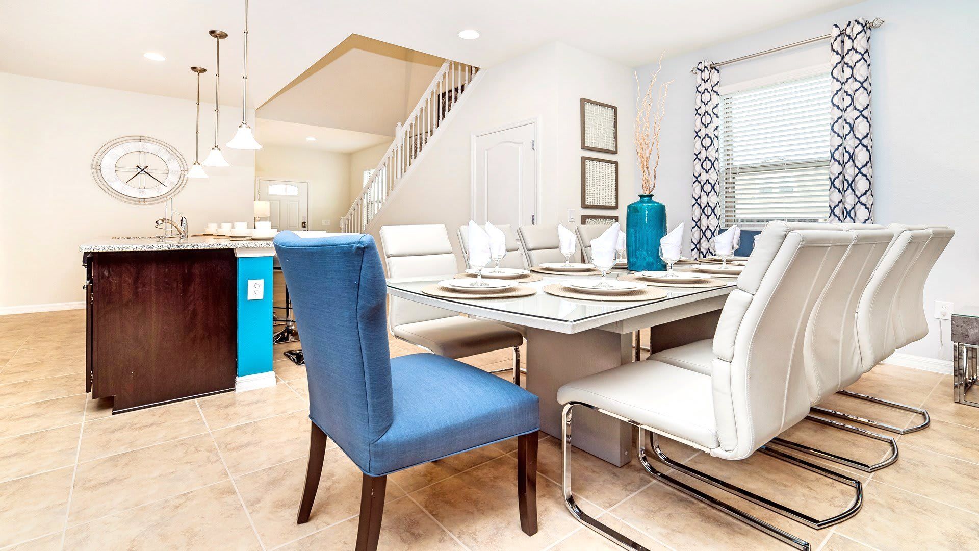 Spacious 8 seater dining table.