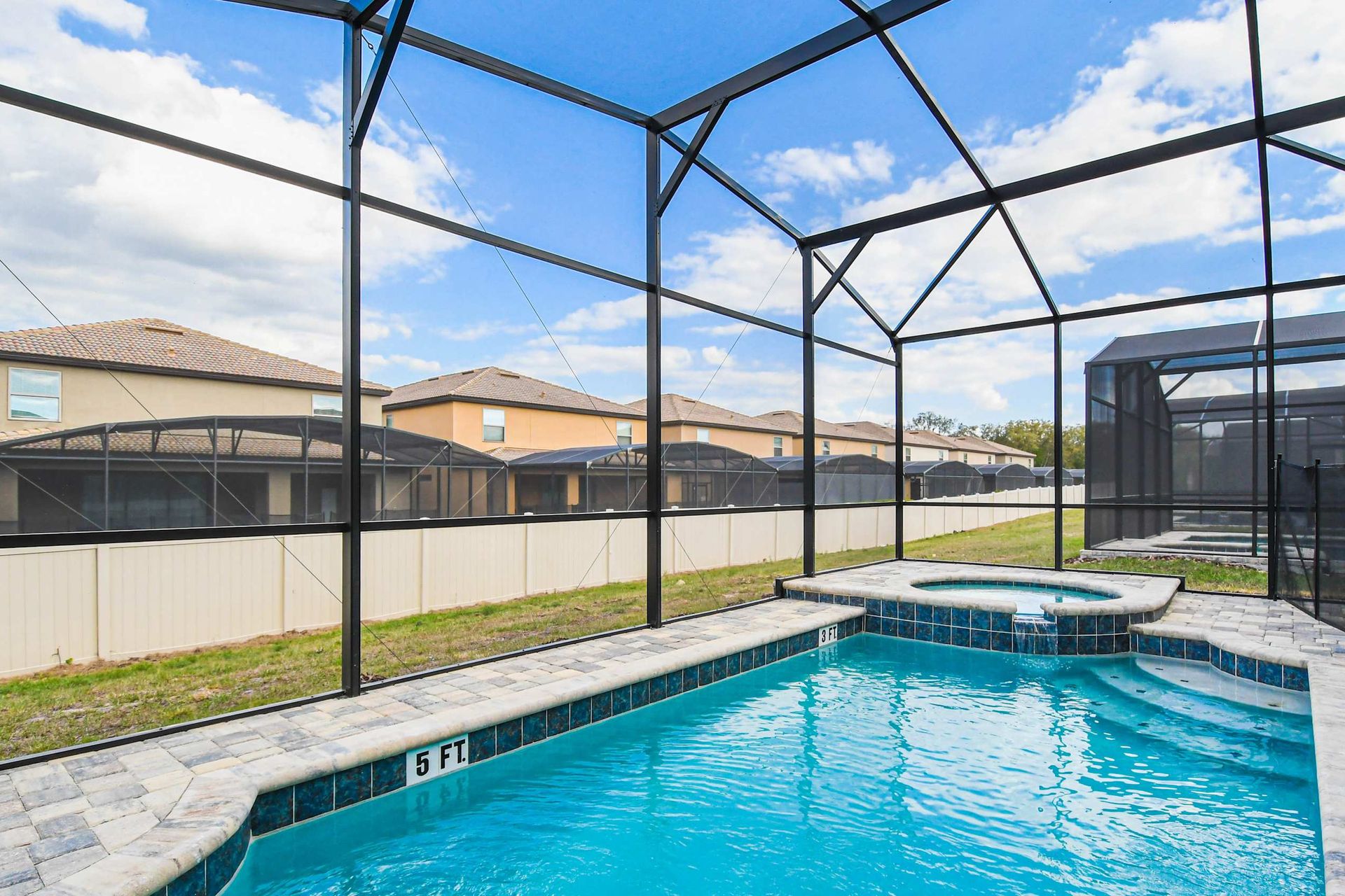 You'll have the screened in spa and pool all to yourself.