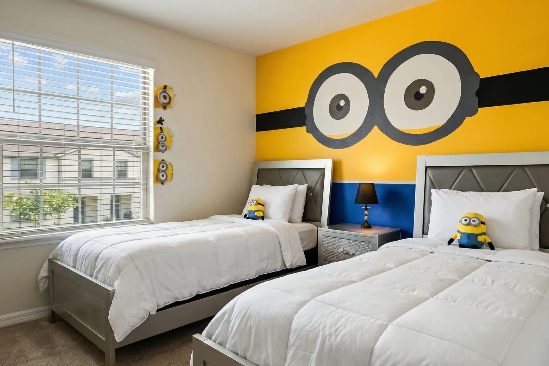 Delight the kids with this playful Minion-themed twin bedroom full of fun charm!