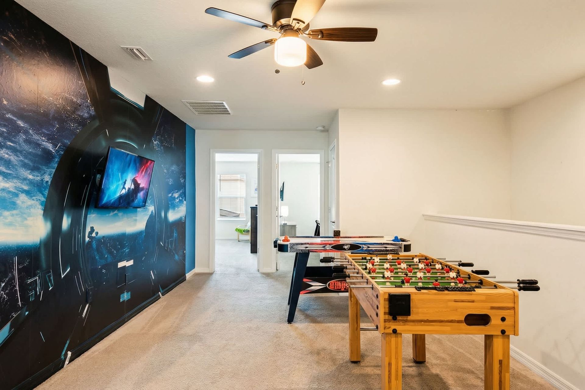 Star Wars-themed game loft with foosball, air hockey, and a fun cinematic vibe.