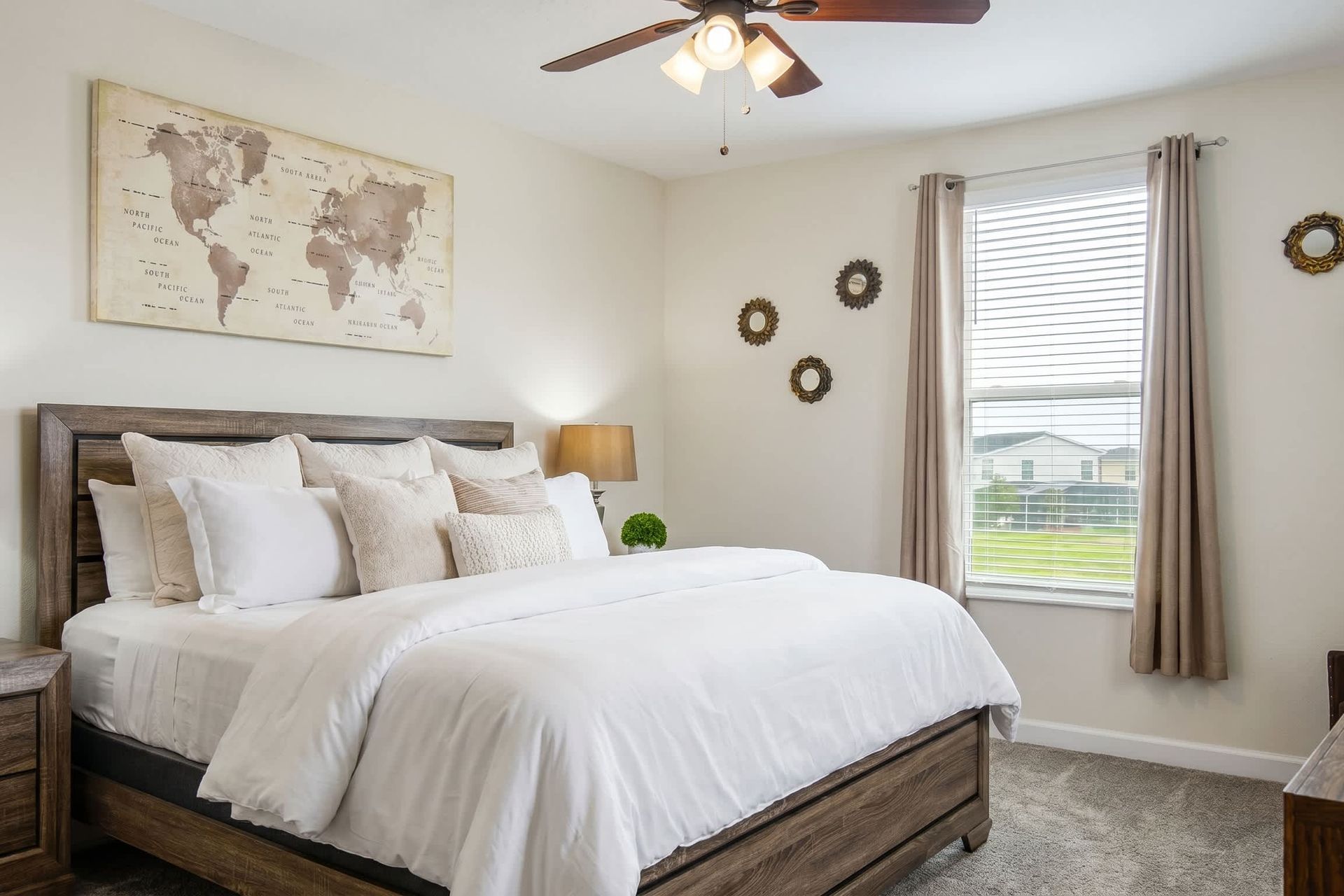 Drift into a peaceful sleep in our cozy bedroom, ensuring a restful night's sleep during your stay.
