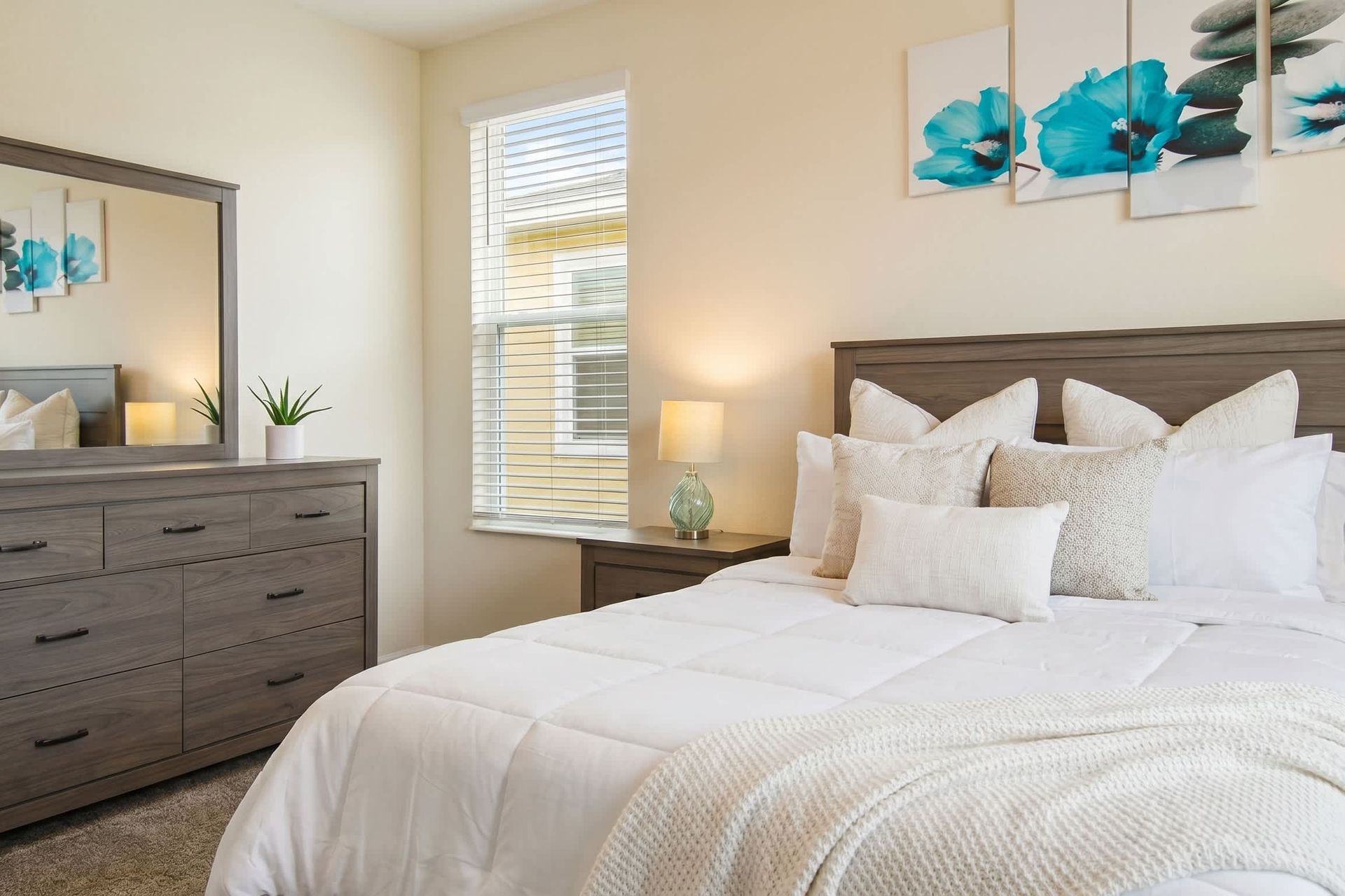 Experience ultimate relaxation in our luxurious bedroom, promising you a restful stay.