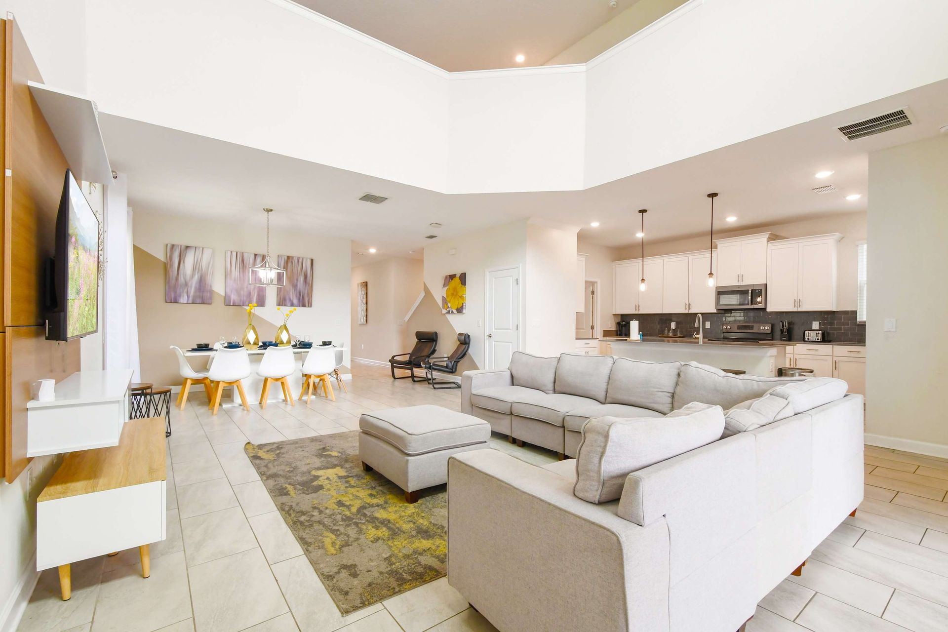 Kick back and relax in our spacious living room, where you can unwind with your favorite book or movie.